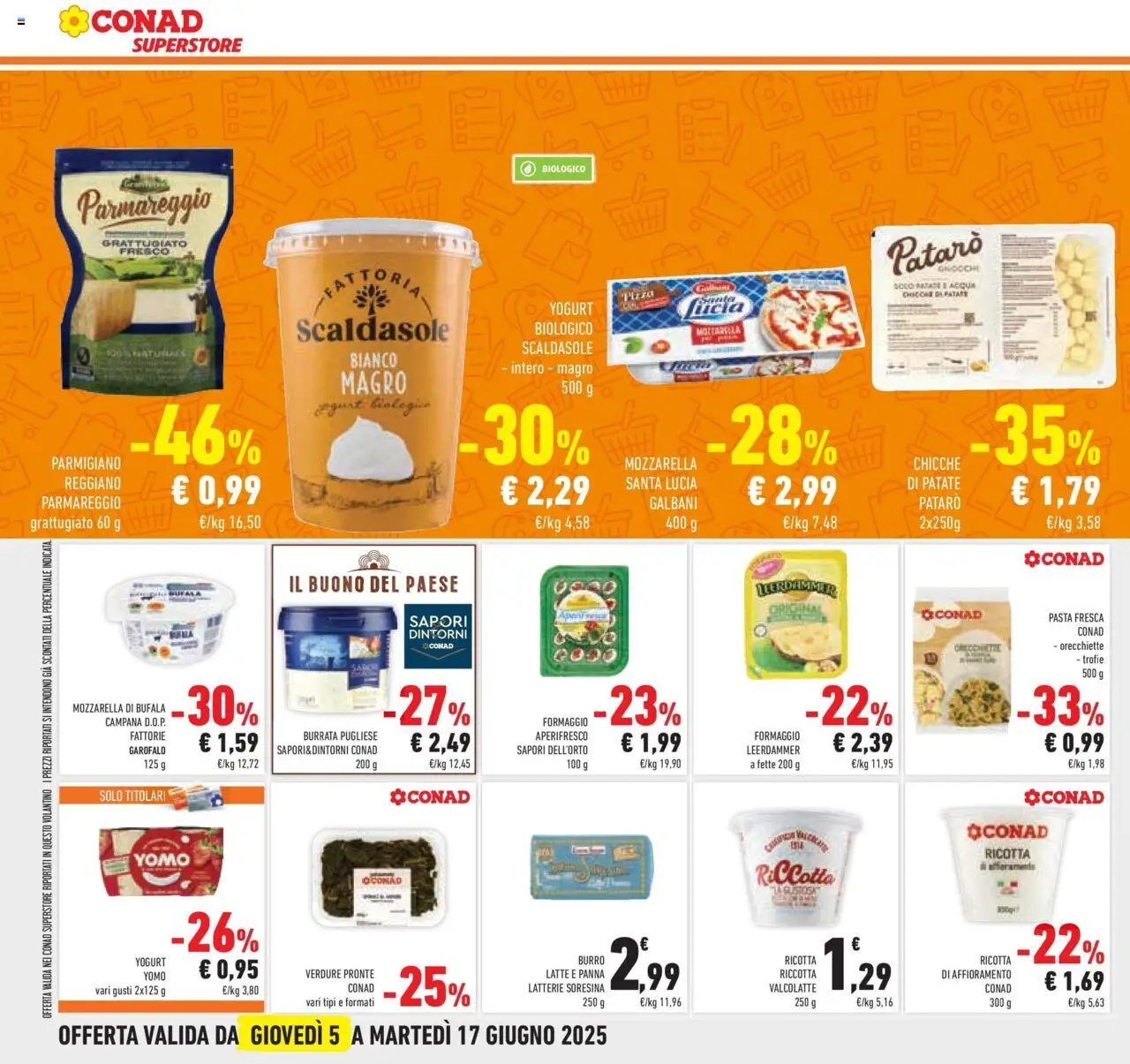 Volantino Conad del 04.06.2025 | Pagina: 26 | Prodotti: Panna, Formaggio, Parmigiano reggiano, Burrata