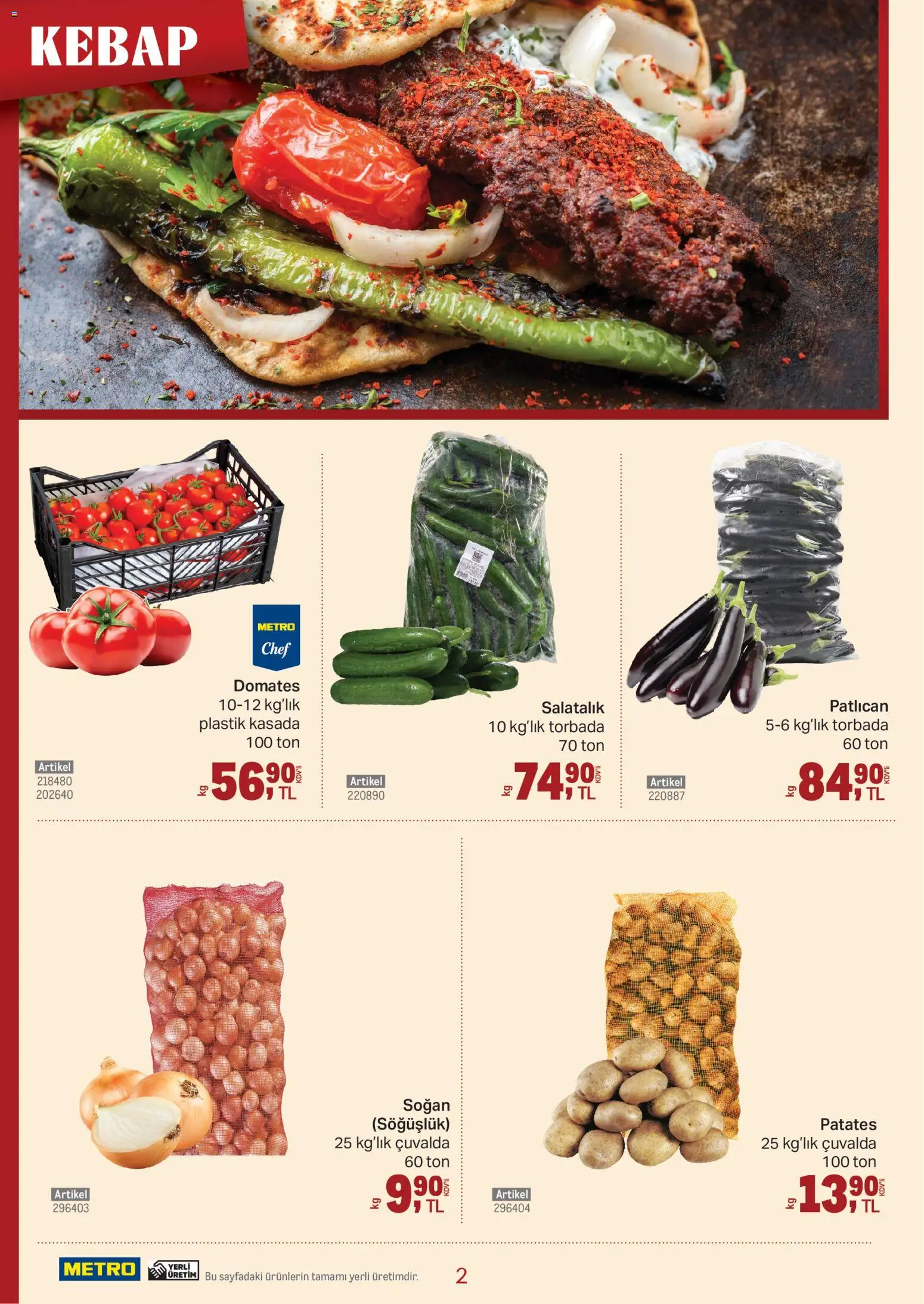 Metro - Kebap Restoranları - 21.01.2026 tarihinden itibaren geçerlidir | Sayfa: 2 | Ürünler: Domates, Salatalık, Patates, Patlıcan