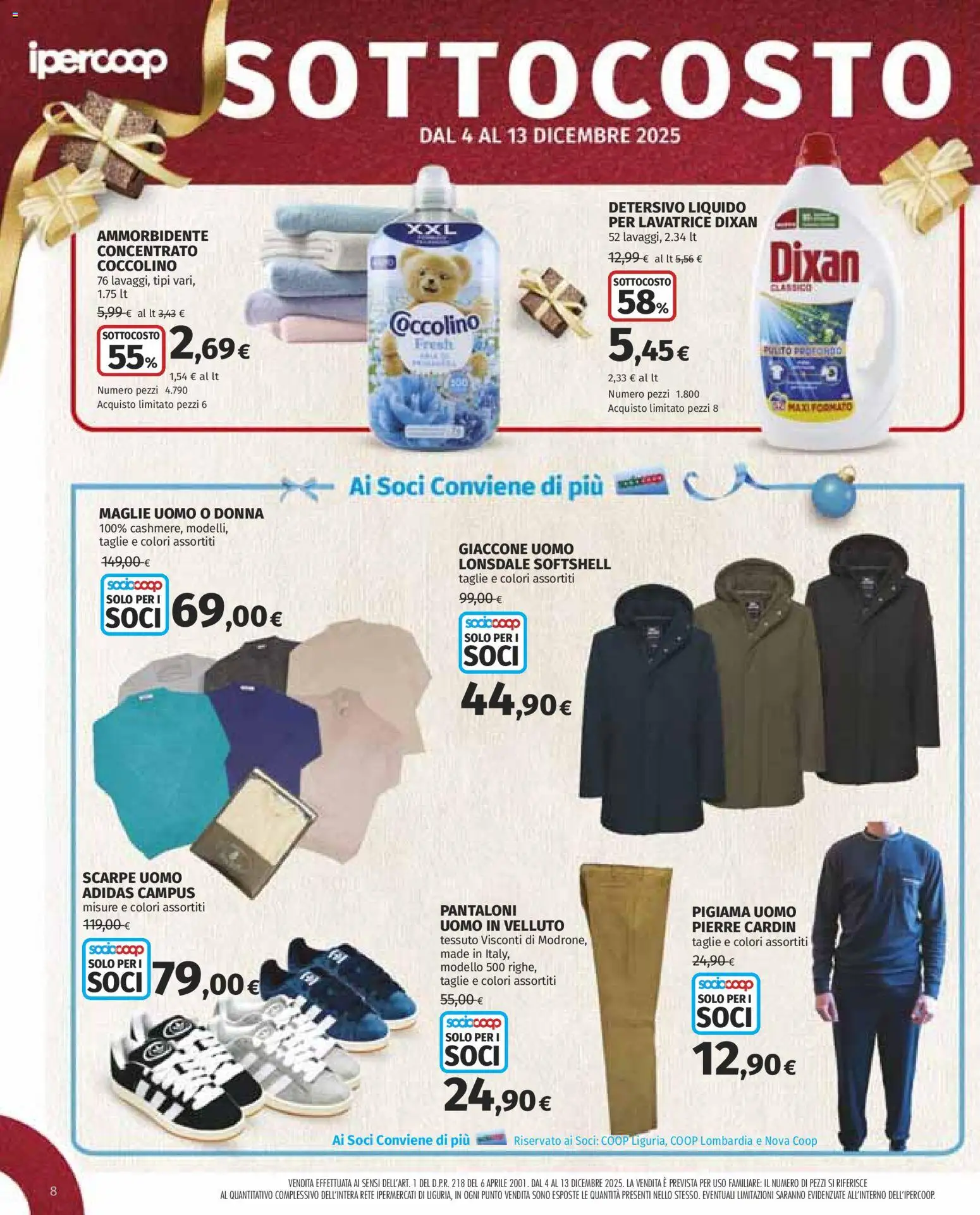 Volantino Ipercoop del 04.12.2025 | Pagina: 8 | Prodotti: Ammorbidente, Pigiama, Scarpe, Lavatrice