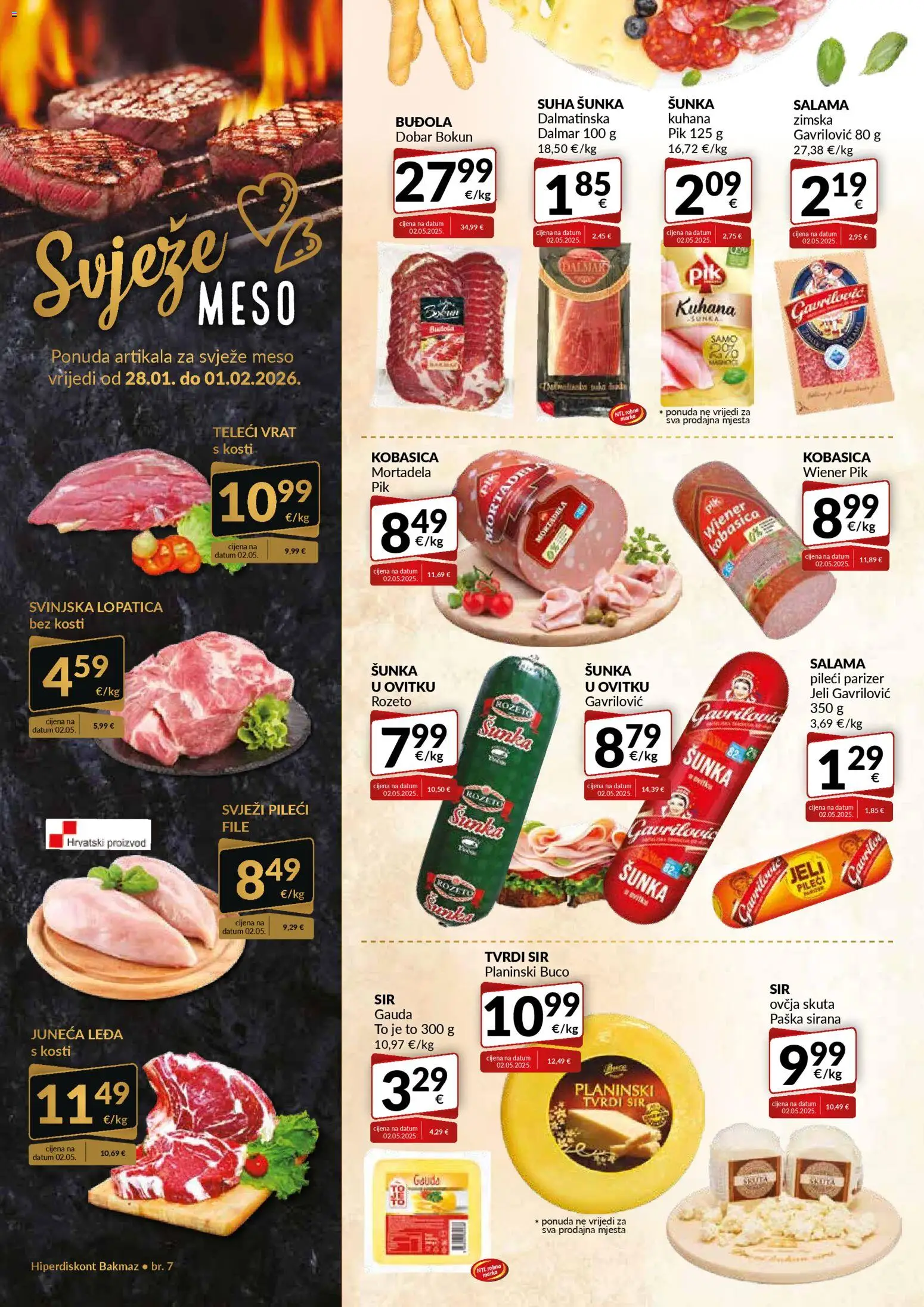 Bakmaz katalog | vrijedi od 28.01.2026 | Stranica: 2 | Proizvodi: Svinjska lopatica, Sir, Mortadela, Kobasica