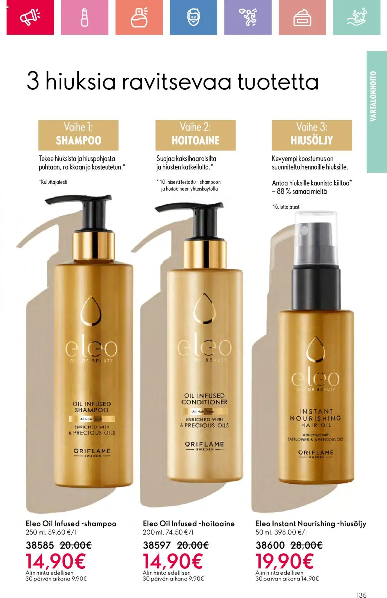  | Sivu: 135 | Tuotteet: Shampoo, Hoitoaine, Hiusöljy