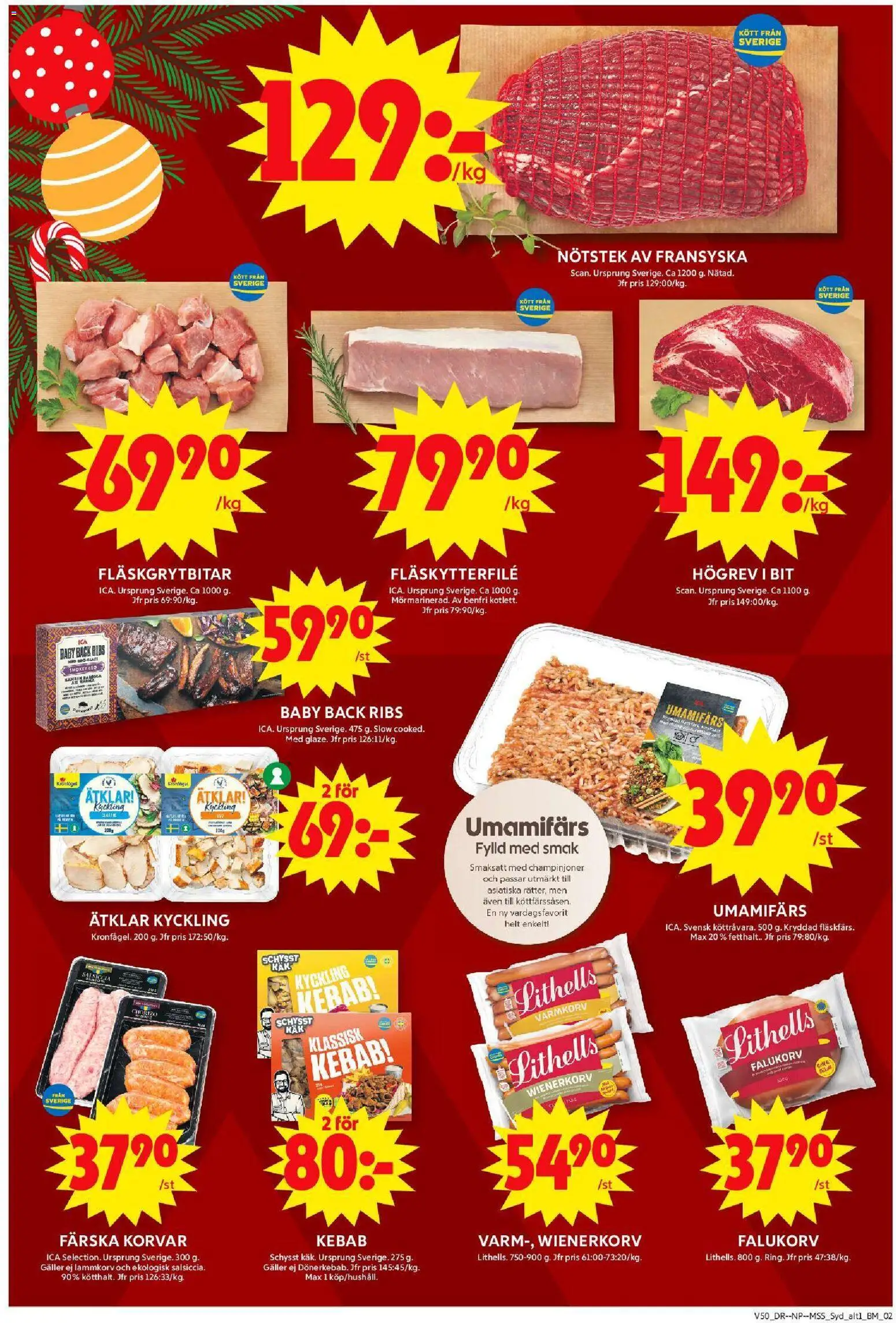 ICA Maxi reklamblad aktuell från 08.12.2025 | Sida: 2 | Produkter: Galler, Fläskytterfilé, Champinjoner, Wienerkorv