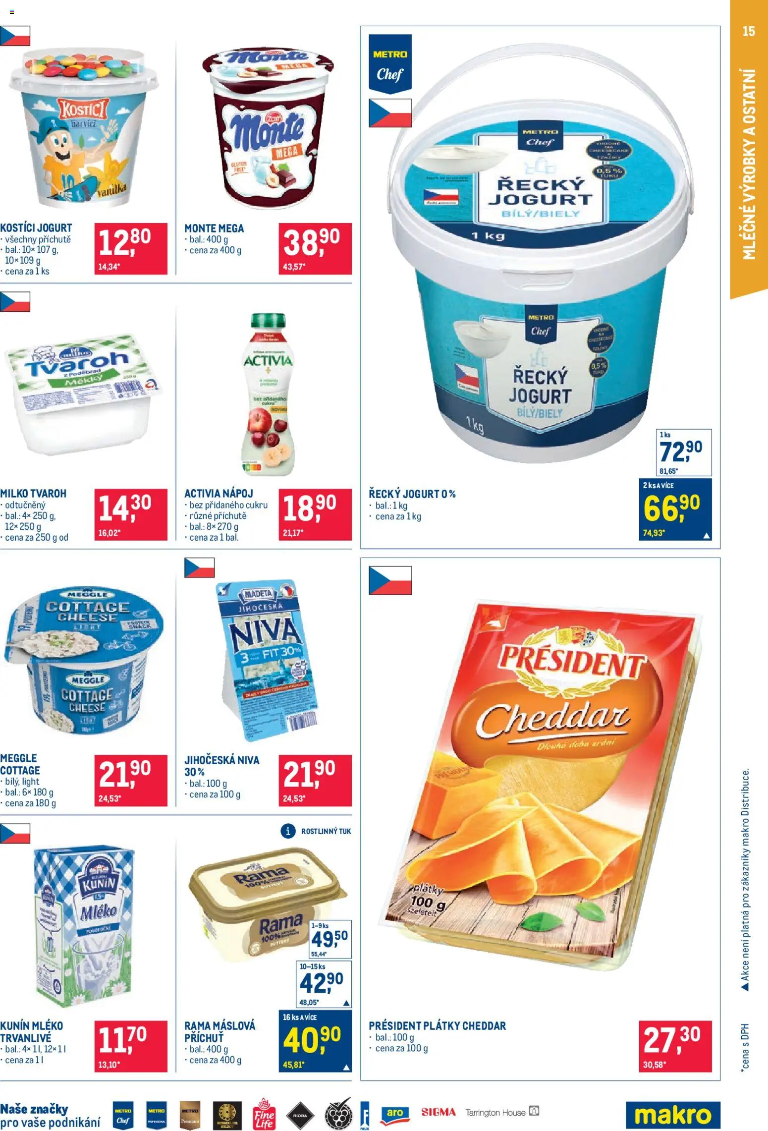 Makro leták - Pro milovníky jídla od 28.01.2026 | Strana: 15 | Produkty: Řecký jogurt, Kostici, Tvaroh, Niva