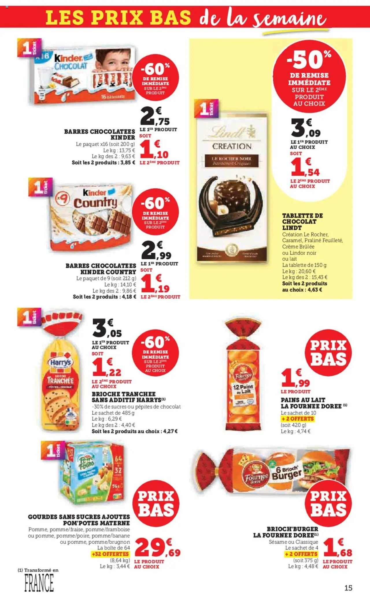 {H1} | Page: 15 | Produits: Tablette, Pains au lait, Pépites de chocolat, Lait