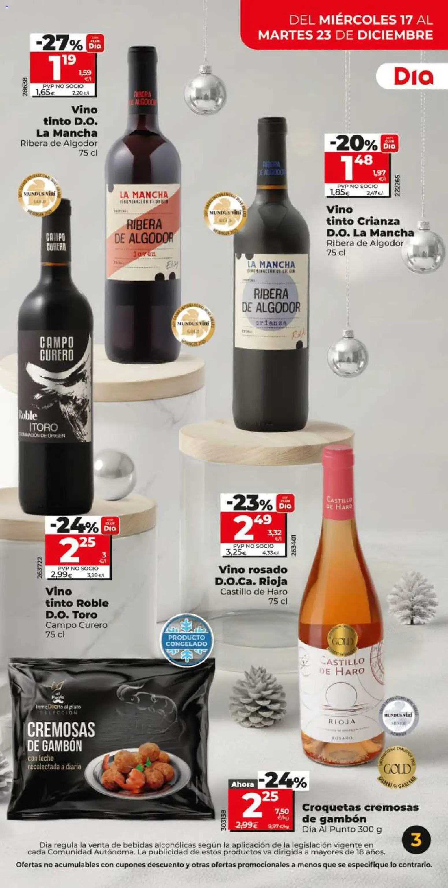 Dia - folleto Market │ válido desde el 17.12.2025 | Página: 3 | Productos: Leche, Vino rosado, Vino, Croquetas