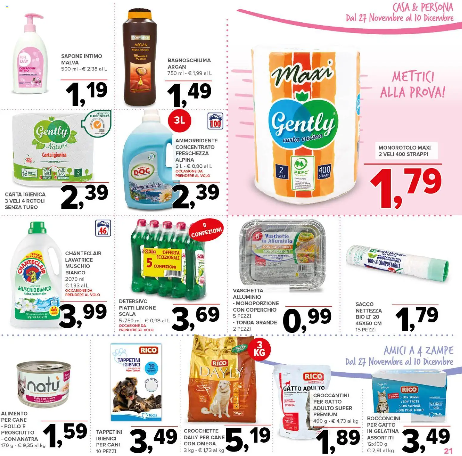 Volantino Todis del 27.11.2025 | Pagina: 21 | Prodotti: Sapone, Ammorbidente, Salmone, Pesce