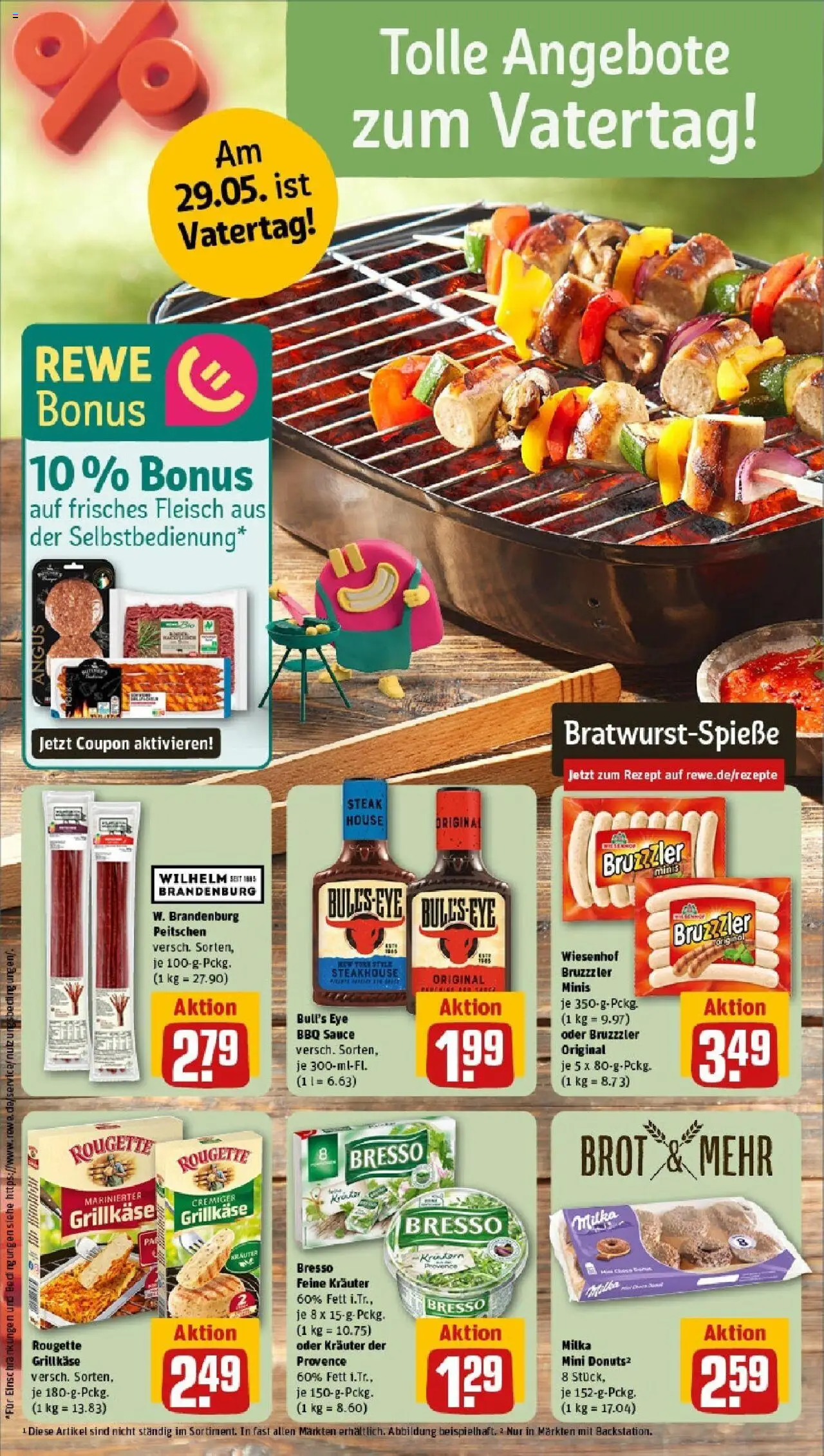 Rewe prospekt Vetschau	 - gültig ab dem 25.05.2025 | Seite: 4 | Produkte: Milka, Bresso, Donuts, Fleisch