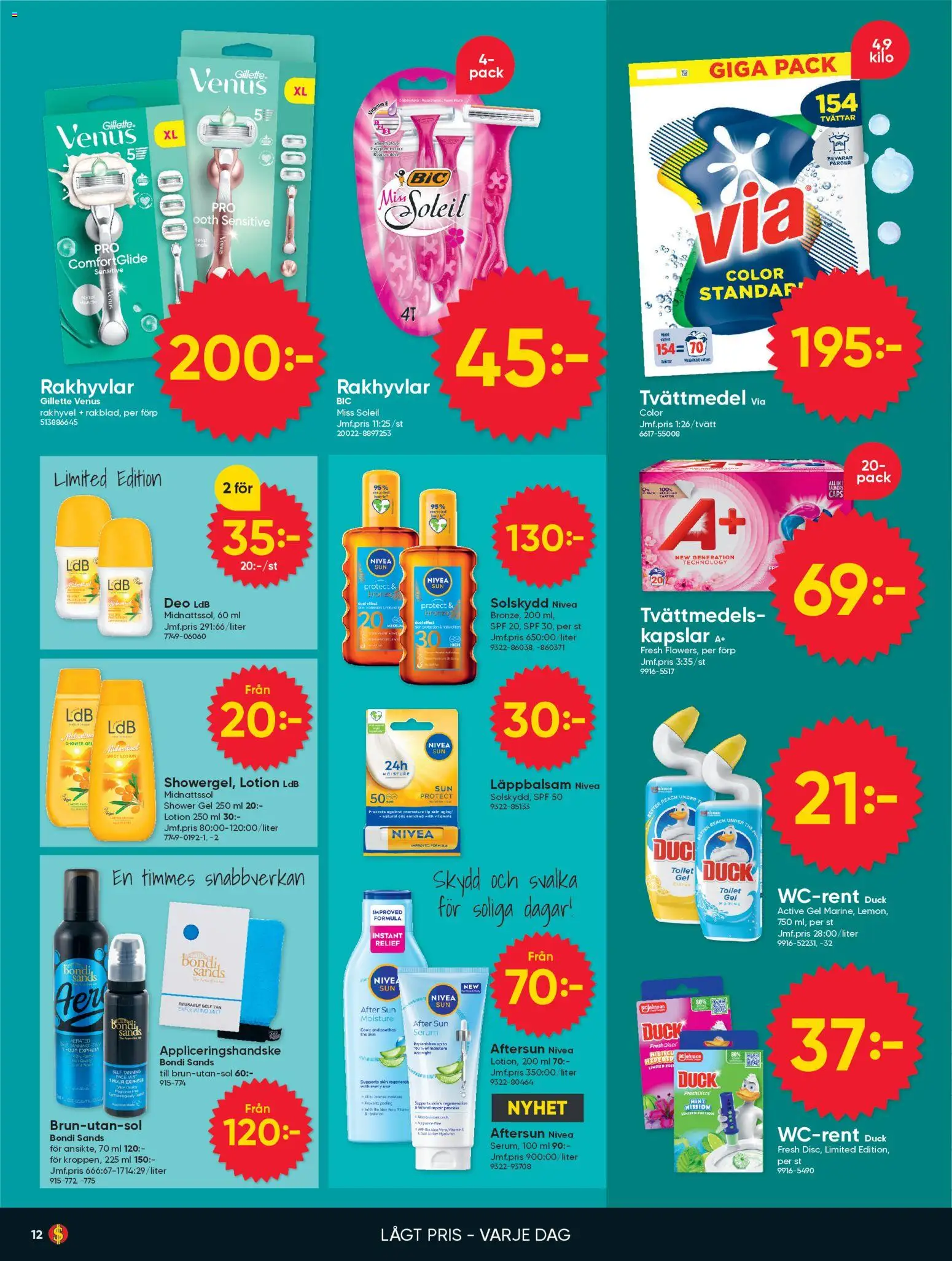 Dollar Store reklamblad aktuell från 20.04.2026 | Sida: 12 | Produkter: Tvättmedel, Läppbalsam, Rakhyvel, After sun