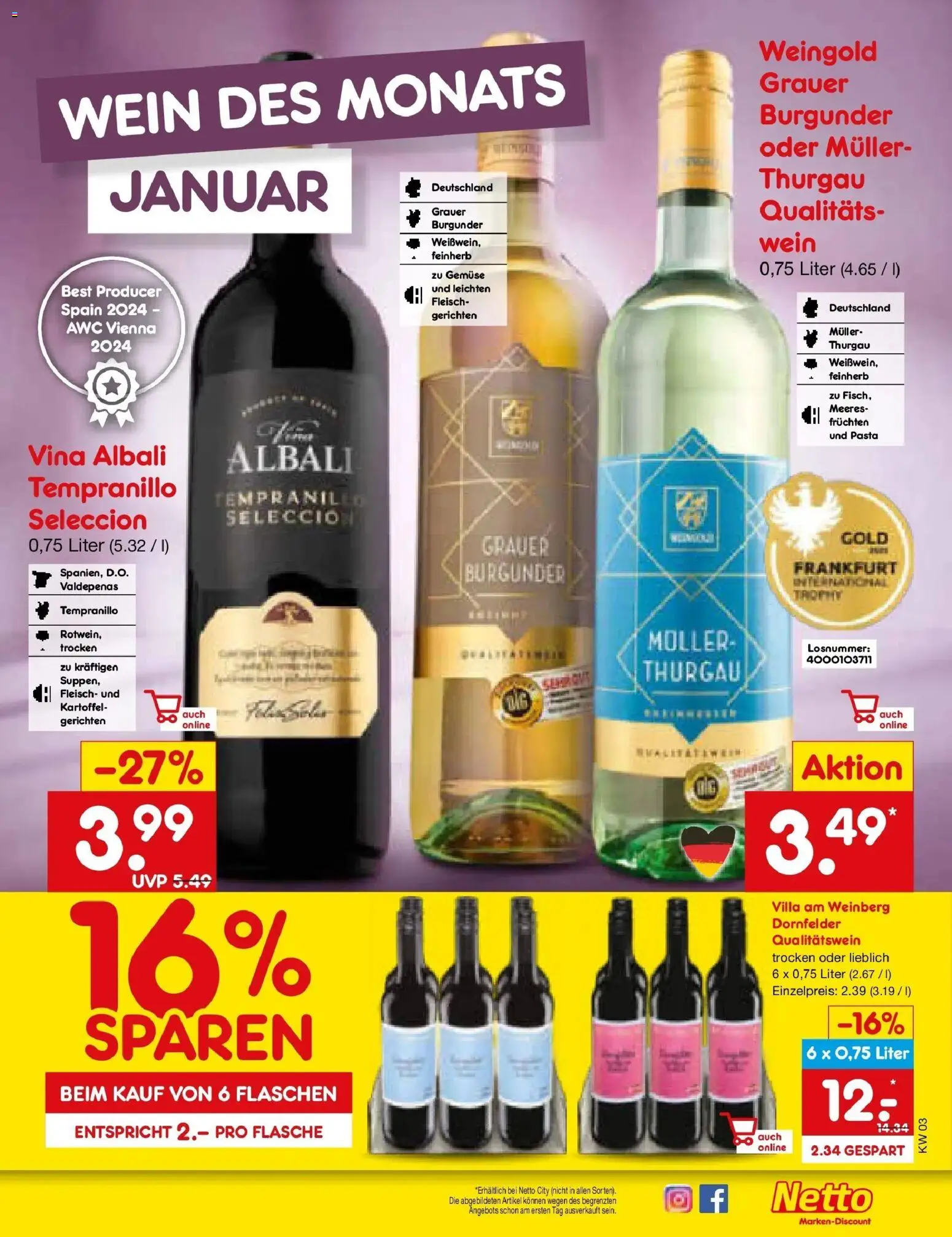 Netto Marken-Discount prospekt Stadtlohn	 – gültig ab 12.01.2026 | Seite: 35 | Produkte: Gemüse, Pasta, Wein, Fleisch