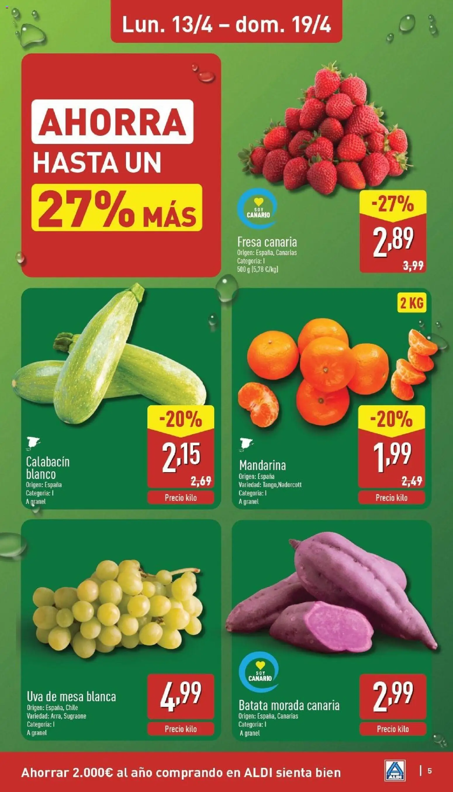 Aldi folleto Canarias │ válido desde el 13.04.2026 | Página: 5 | Productos: Calabacín, Mesa