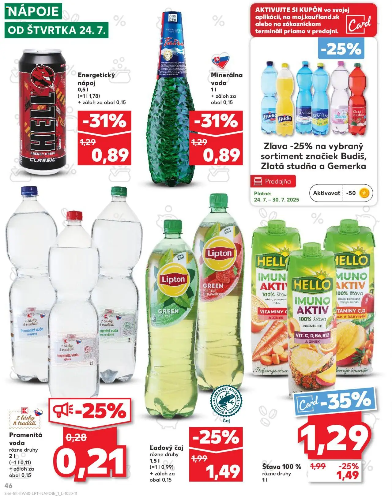 Kaufland Žilina │ platný od 24.07.2025 | Strana: 46 | Produkty: Čaj, Budiš, Fatra, Gemerka