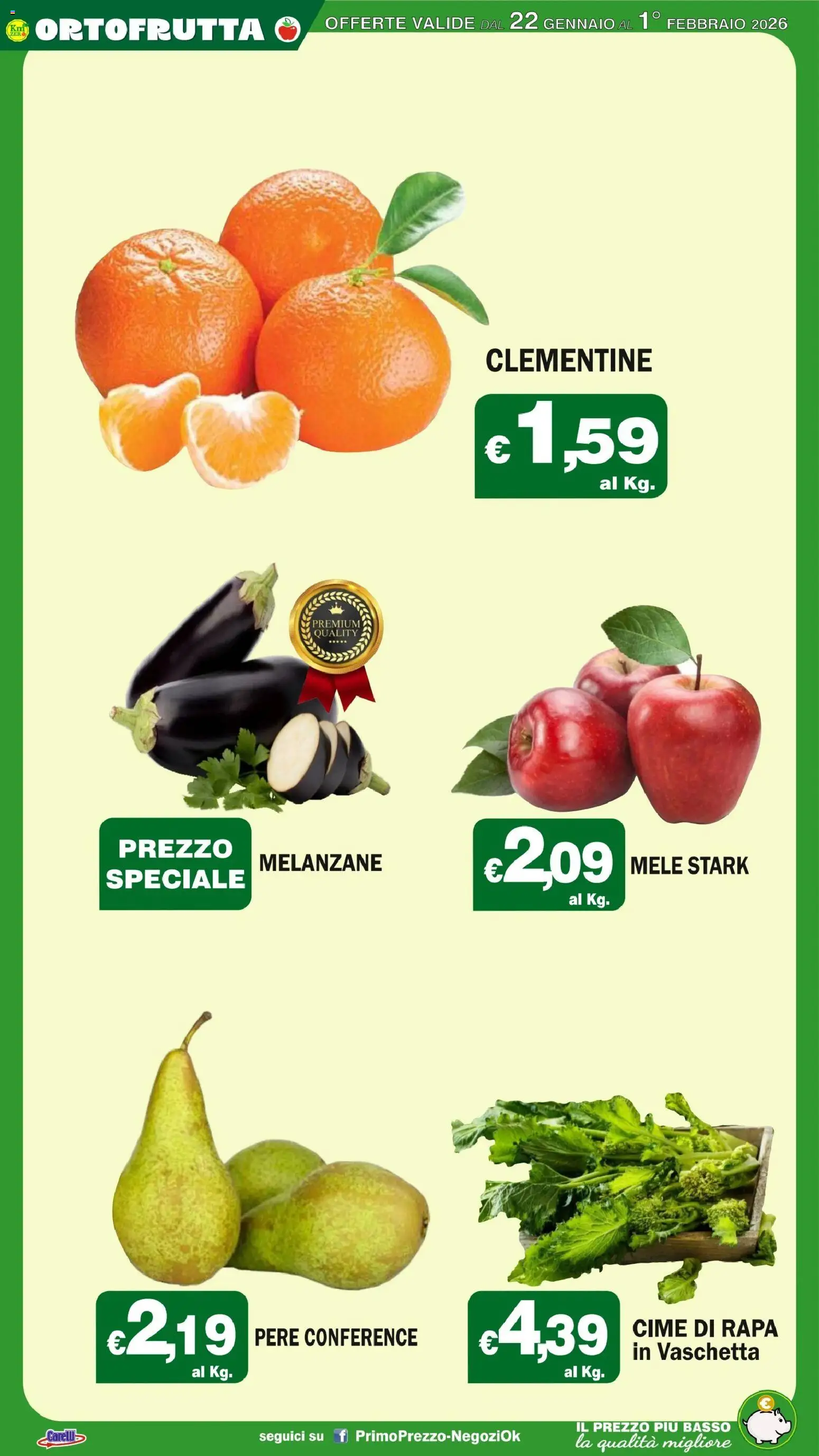 Volantino Primo Prezzo del 22.01.2026 | Pagina: 28 | Prodotti: Mele, Melanzane