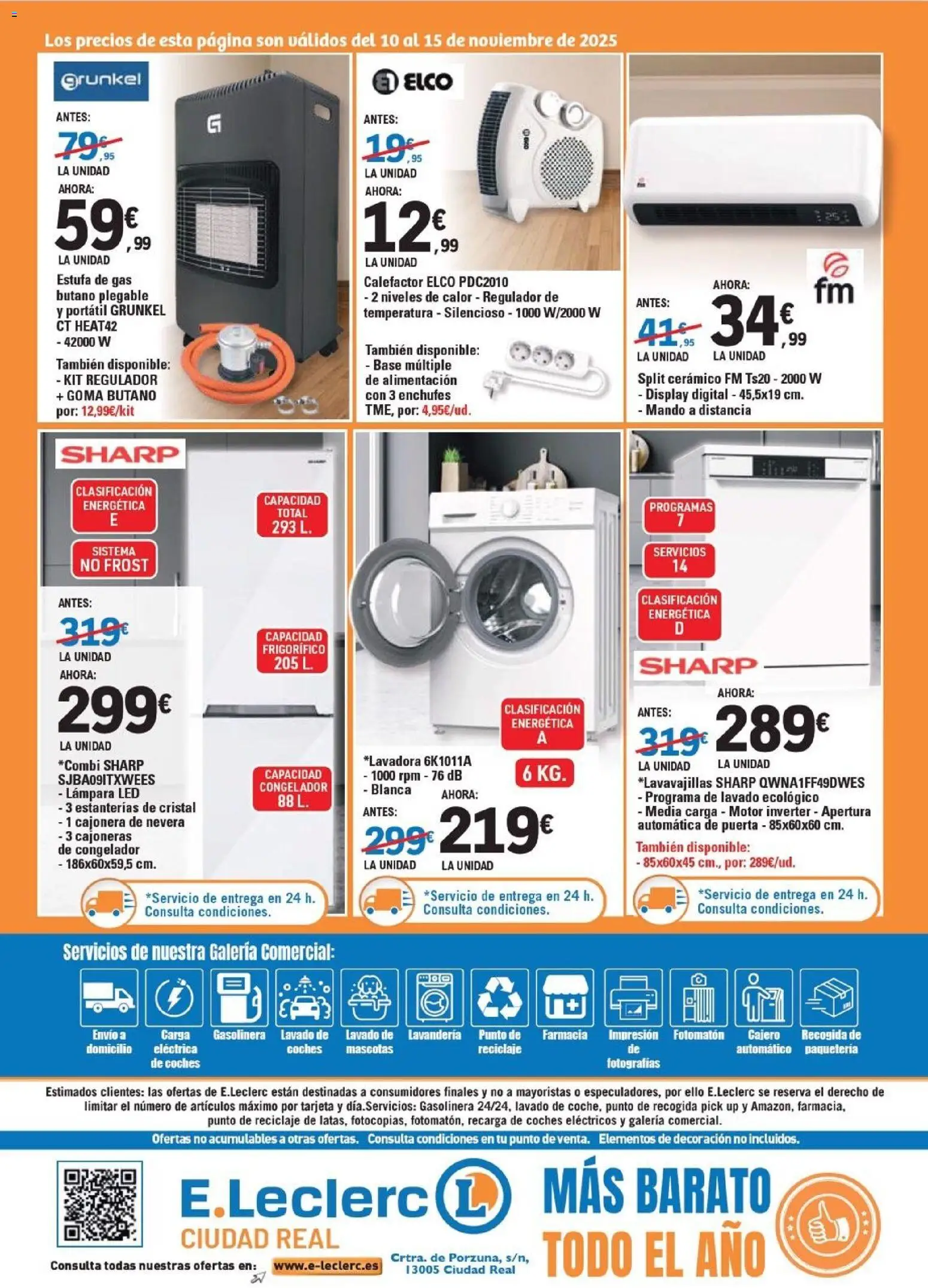 E.Leclerc folleto │ válido desde el 10.11.2025 | Página: 4 | Productos: Congelador, Nevera, Cajonera, Lámpara