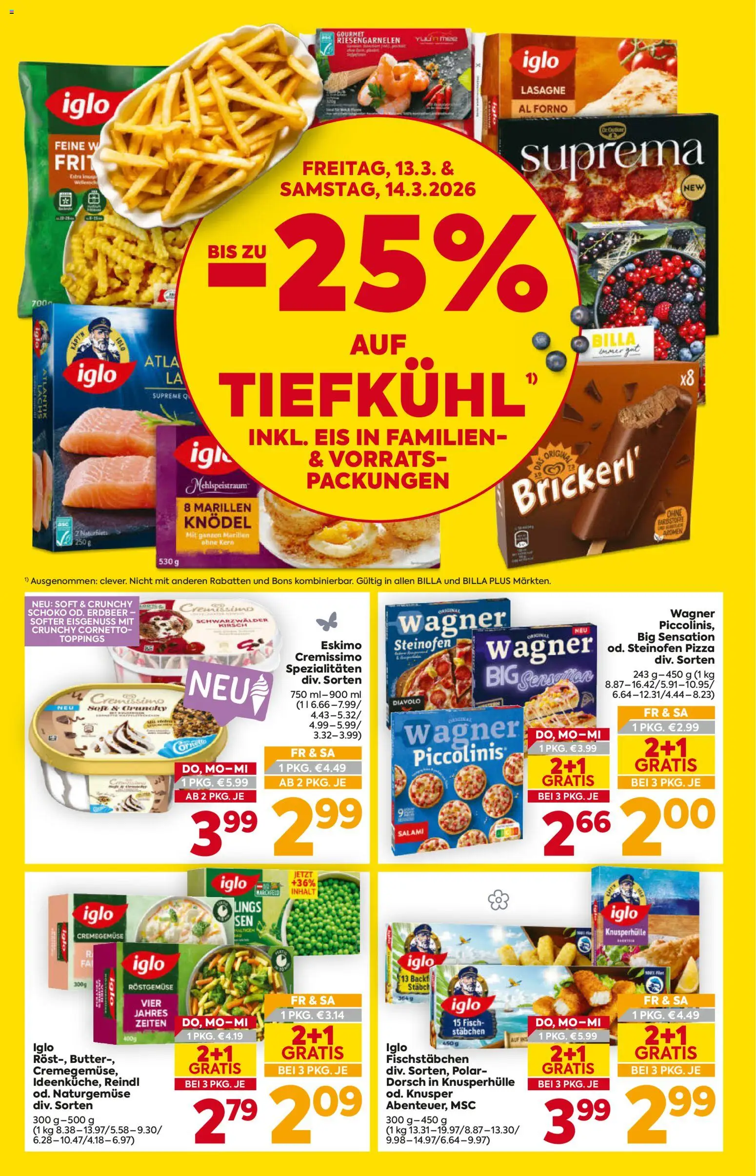 Billa Flugblatt - Tirol gültig ab 12.03.2026 | Seite: 2 | Produkte: Eis, Butter, Salami, Pizza