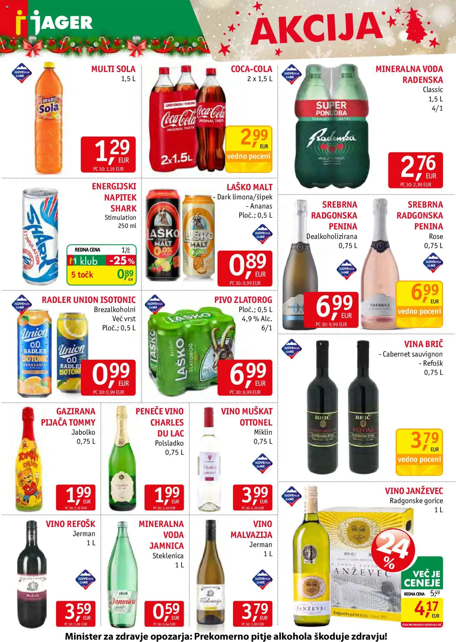 Novi Jager katalog ponudbe – veljaven od 17.12.2025 | Stran: 12 | Izdelki: Radler, Mineralna voda, Vino, Ananas