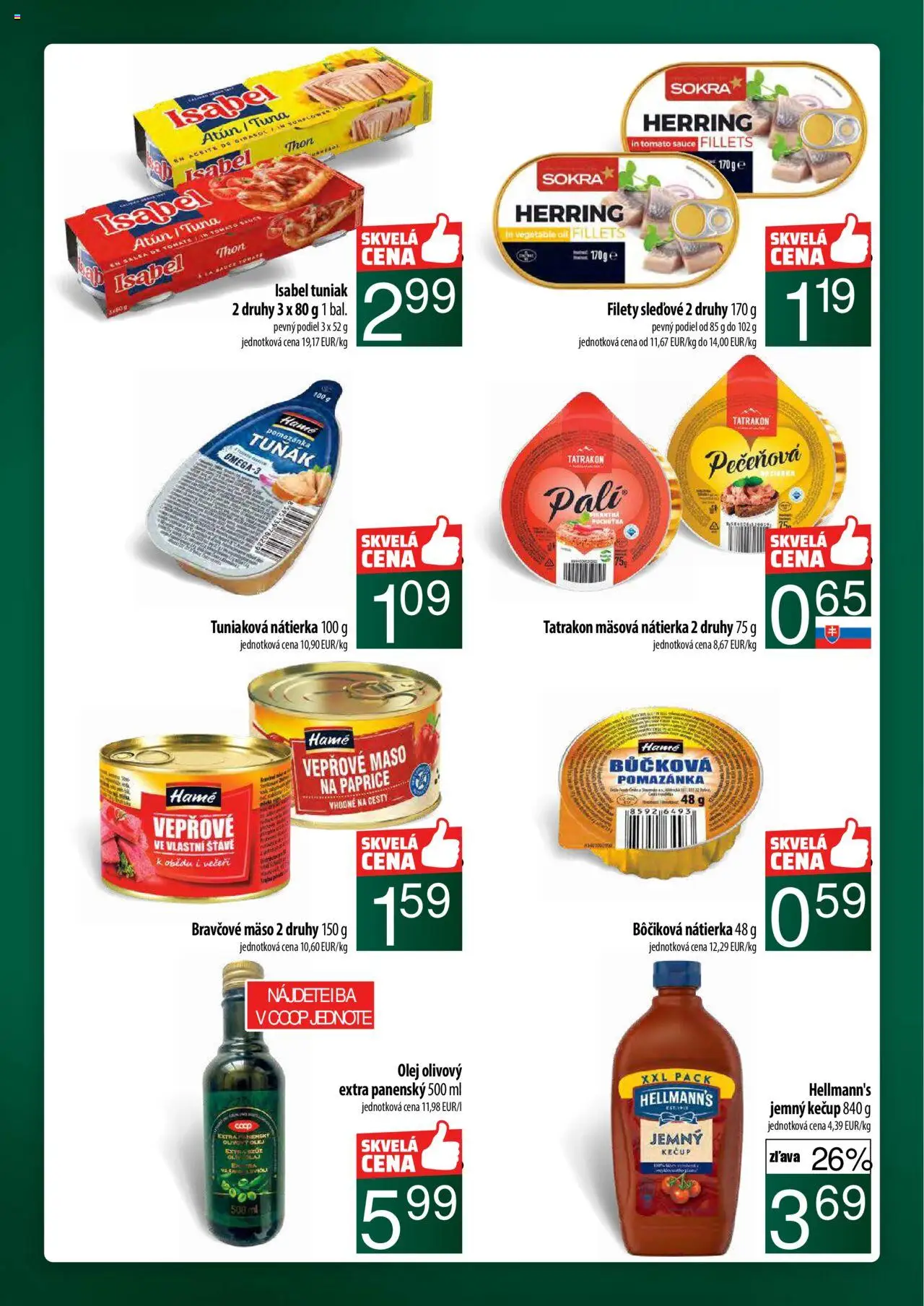 Nové COOP Jednota akcie – leták je platný od 11.09.2025 | Strana: 32 | Produkty: Olej, Tuniak, Bravčové mäso, Kečup