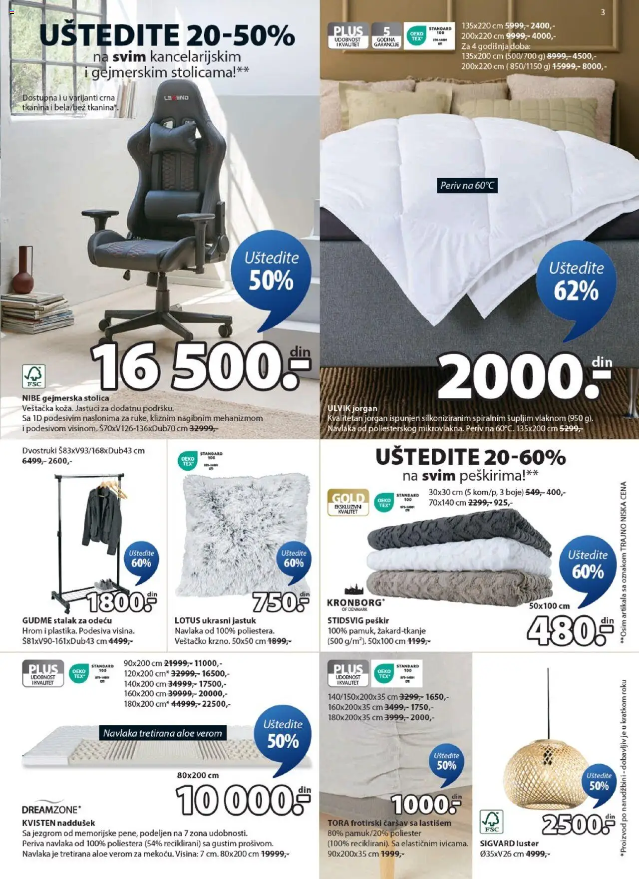 Jysk katalog - važi od 24.09.2025 | Strana: 3 | Proizvode: Jorgan, Stolica, Luster, Peškir