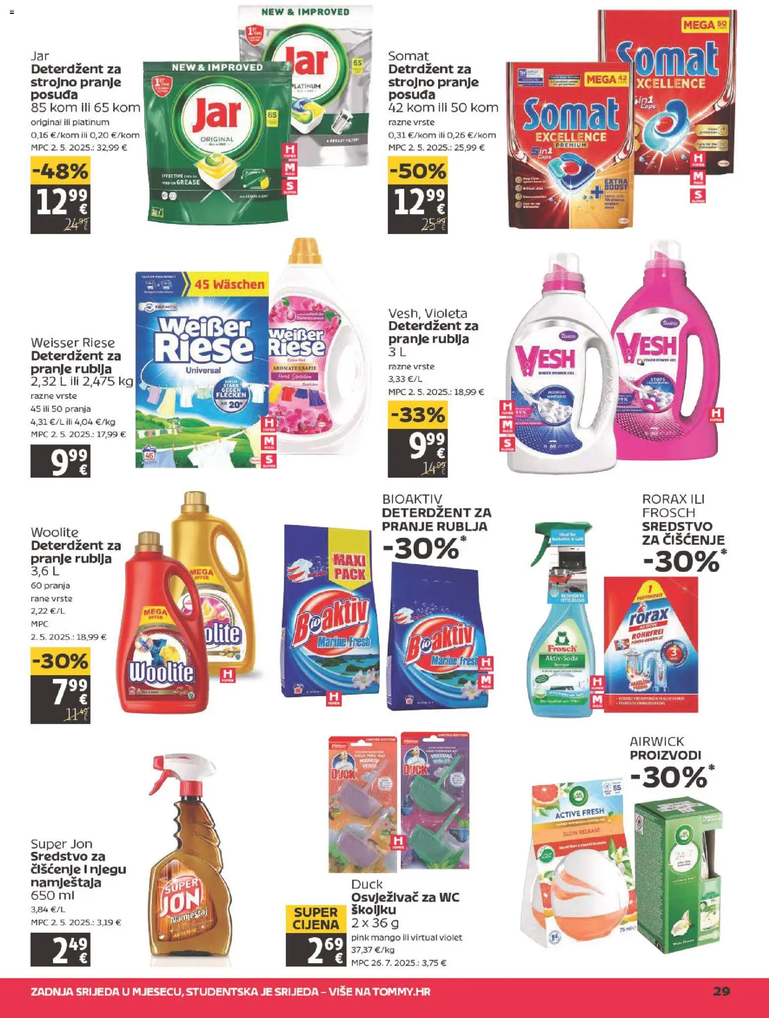 Tommy katalog | vrijedi od 19.02.2026 | Stranica: 29 | Proizvodi: Deterdžent, Mango, Somat, Weisser Riese