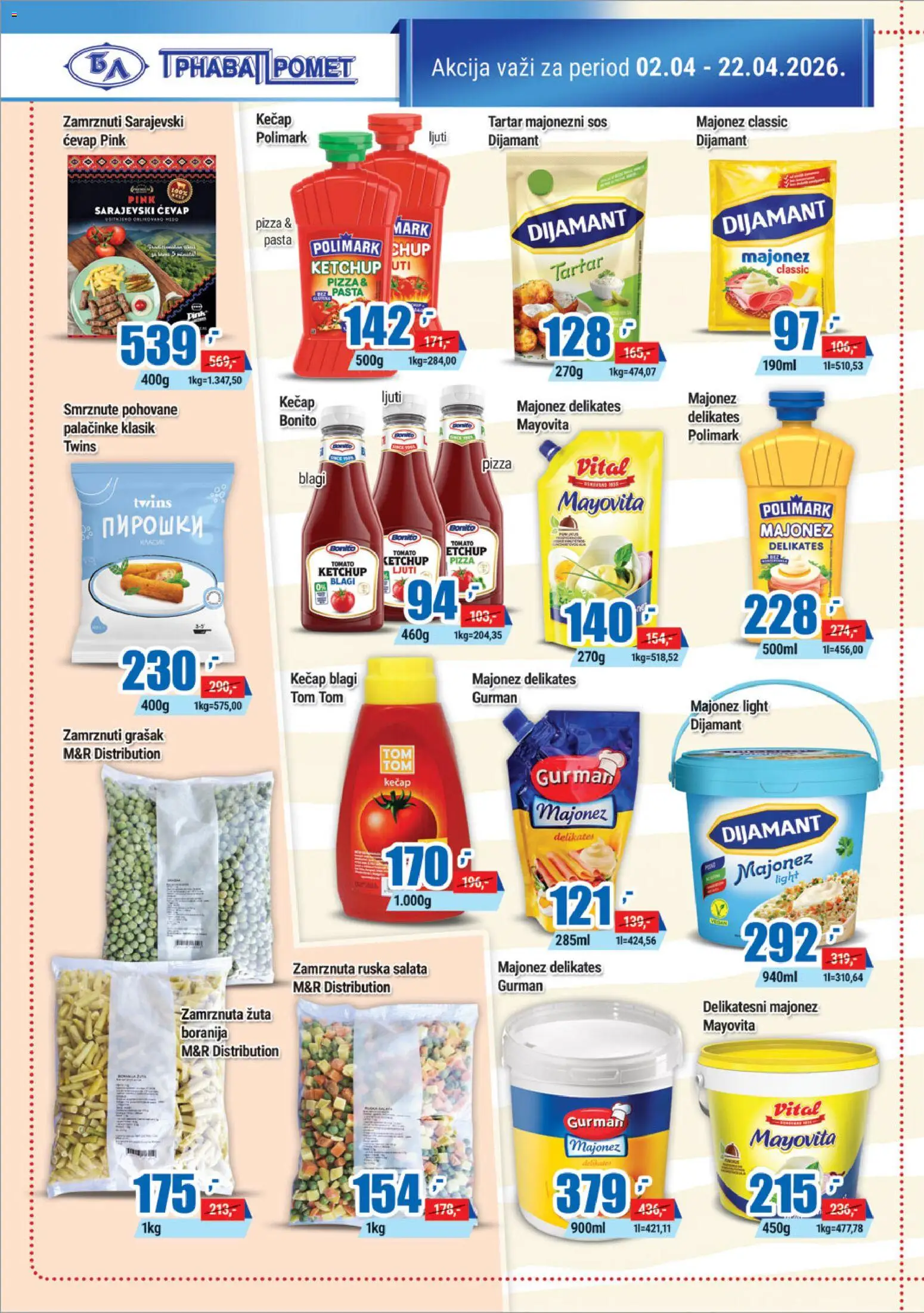 Trnava Promet katalog - važi od 02.04.2026 | Strana: 4 | Proizvode: Ruska salata, Majonez, Boranija, Salata
