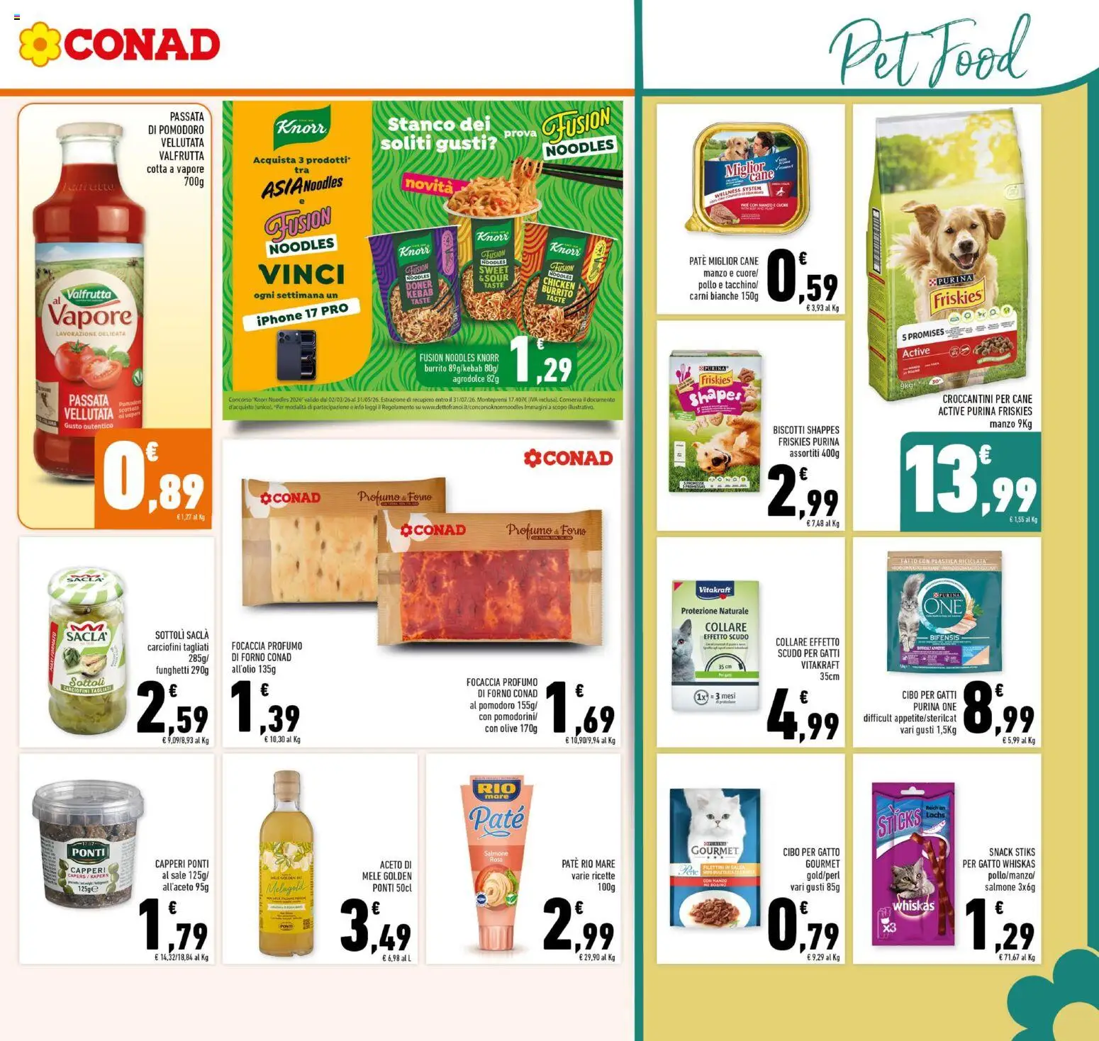 Volantino Conad del 22.04.2026 | Pagina: 17 | Prodotti: Paté, Iphone, Biscotti, Aceto di mele