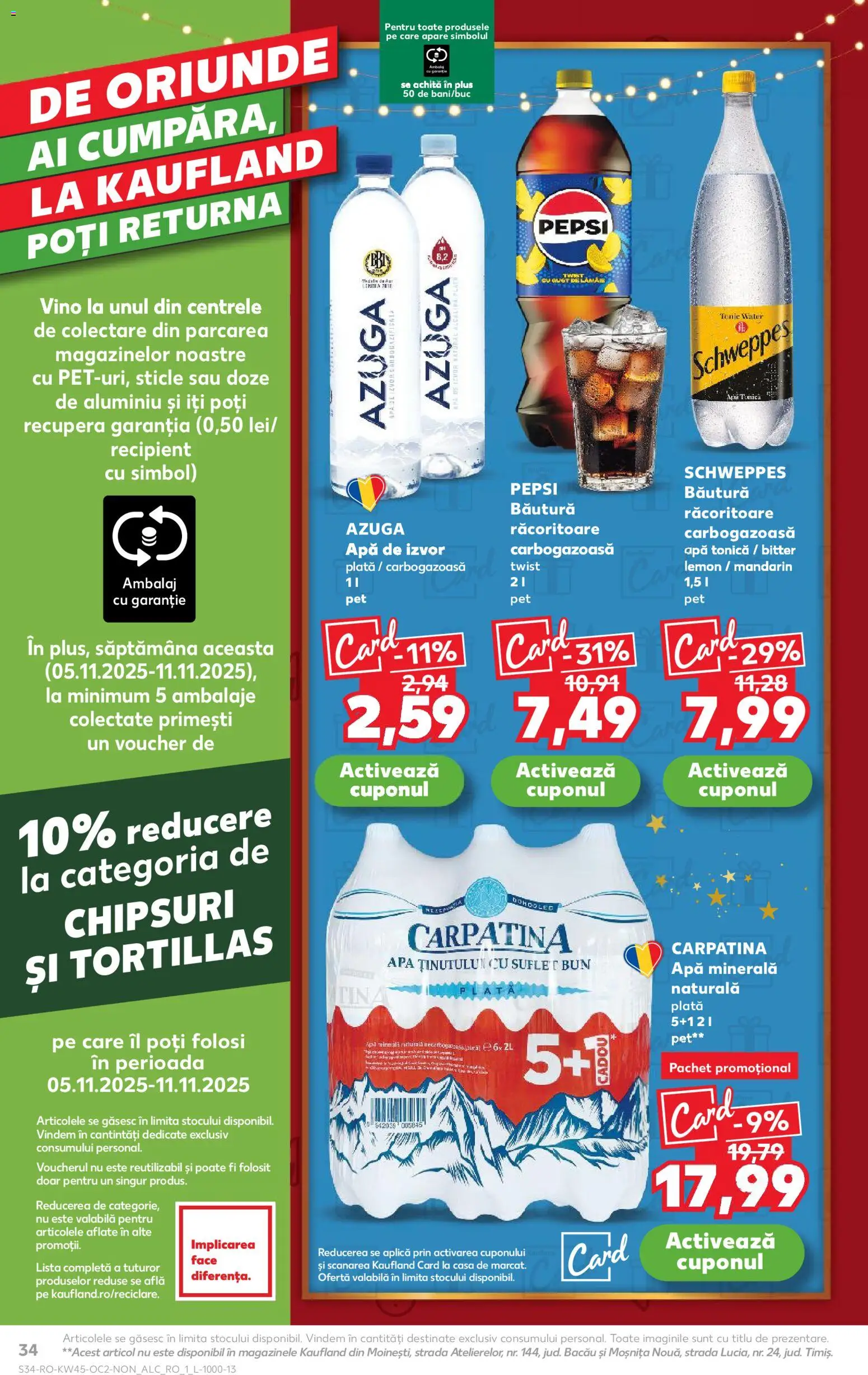 Kaufland RO akciós ujság - amely érvényes a következő dátumtól: 05.11.2025 | Oldal: 34 | Termékek: Tonic, Pepsi, Mandarin