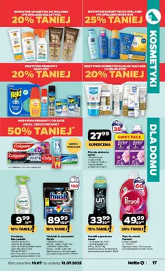 Netto gazetka - Spożywcza od 10.07.2025 | Strona: 17 | Produkty: Płyn do prania Perwoll, Kosmetyki, Finish, Tabletki do zmywarki