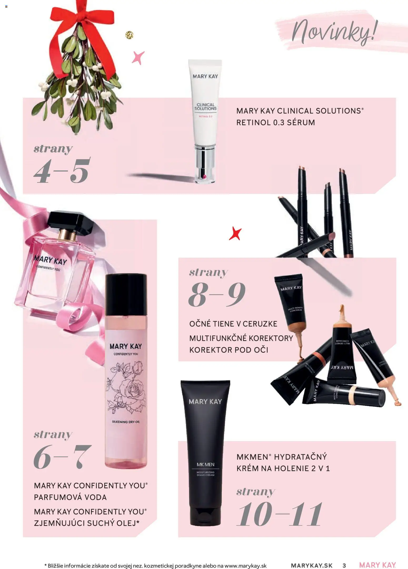 Nové Mary Kay akcie – leták je platný od 16.10.2025 | Strana: 3 | Produkty: Korektor, Očné tiene, Krém, Voda