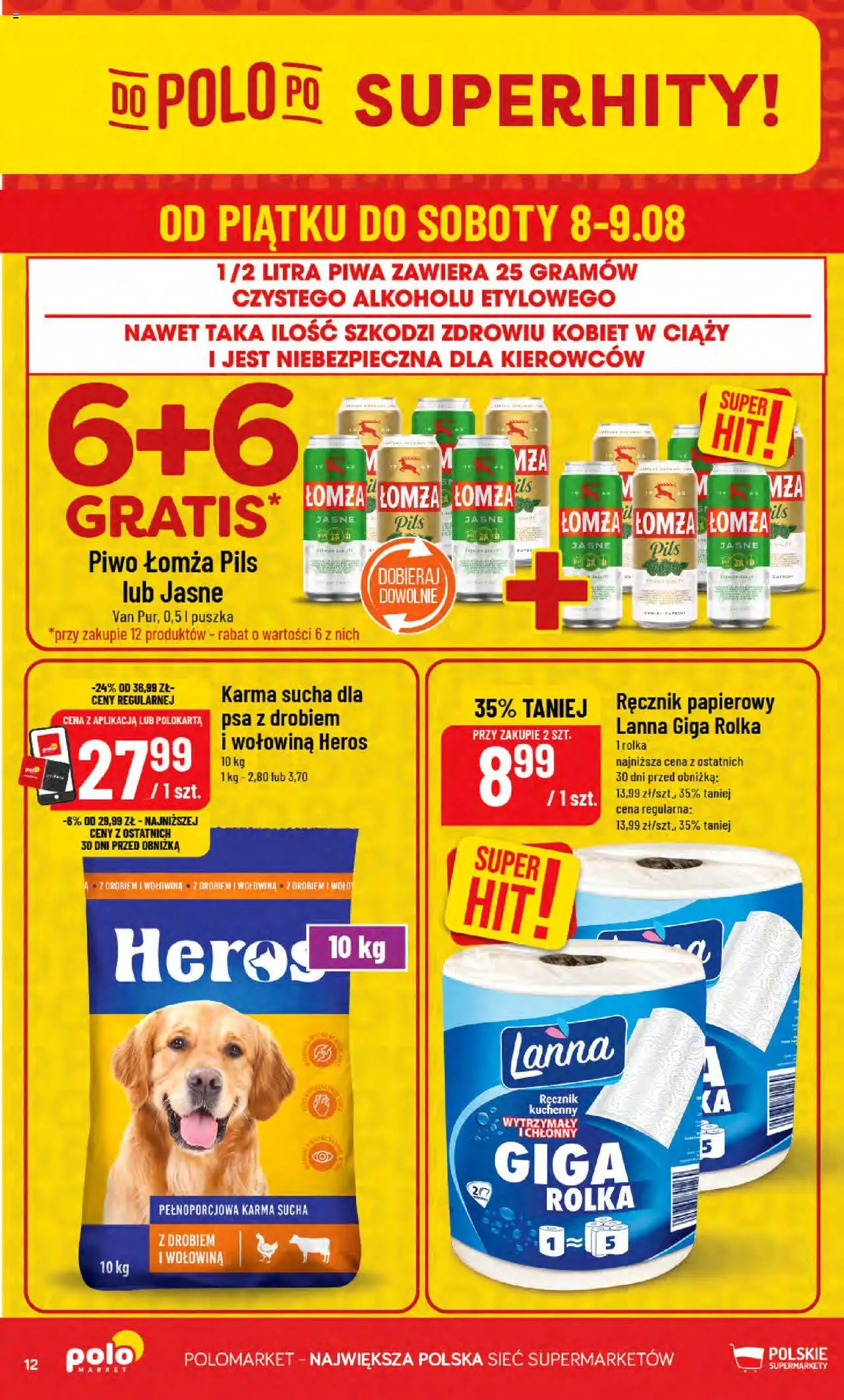 POLOmarket Gazetka od 06.08.2025 | Strona: 12 | Produkty: Piwo, Wołowina, Ręcznik papierowy