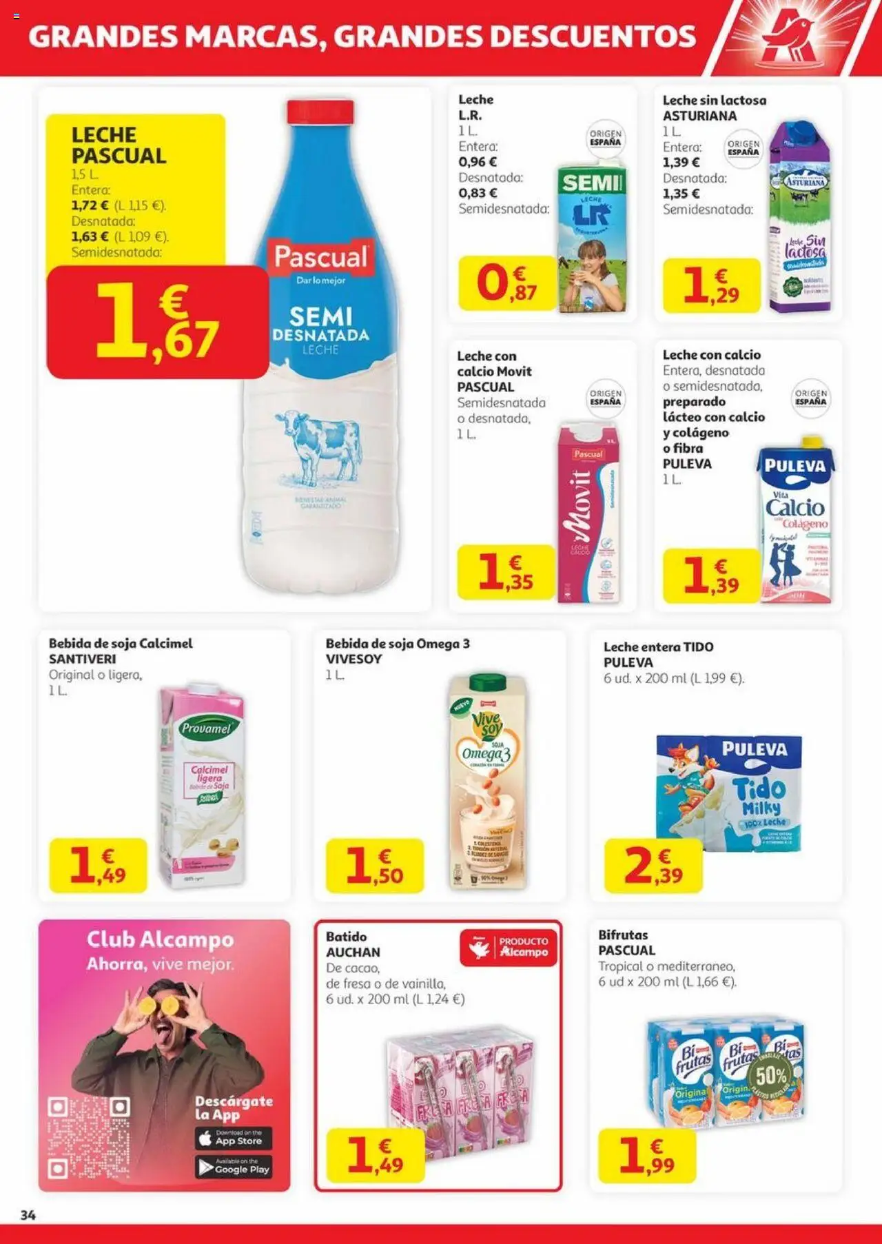 Alcampo - Canarias │ válido desde el 23.10.2025 | Página: 34 | Productos: Leche sin lactosa, Δοχείο φοντί, Leche, Bebida de soja