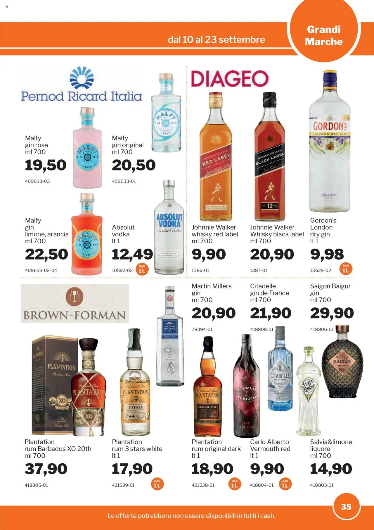 Volantino Sogegross del 10.09.2025 | Pagina: 35 | Prodotti: Gin, Vodka, Arancia, Liquore