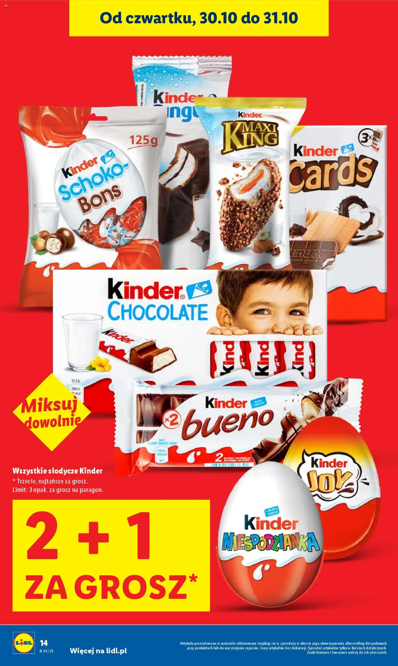 Lidl Gazetka od 30.10.2025 | Strona: 14 | Produkty: Słodycze, Kinder Bueno, Kinder cards