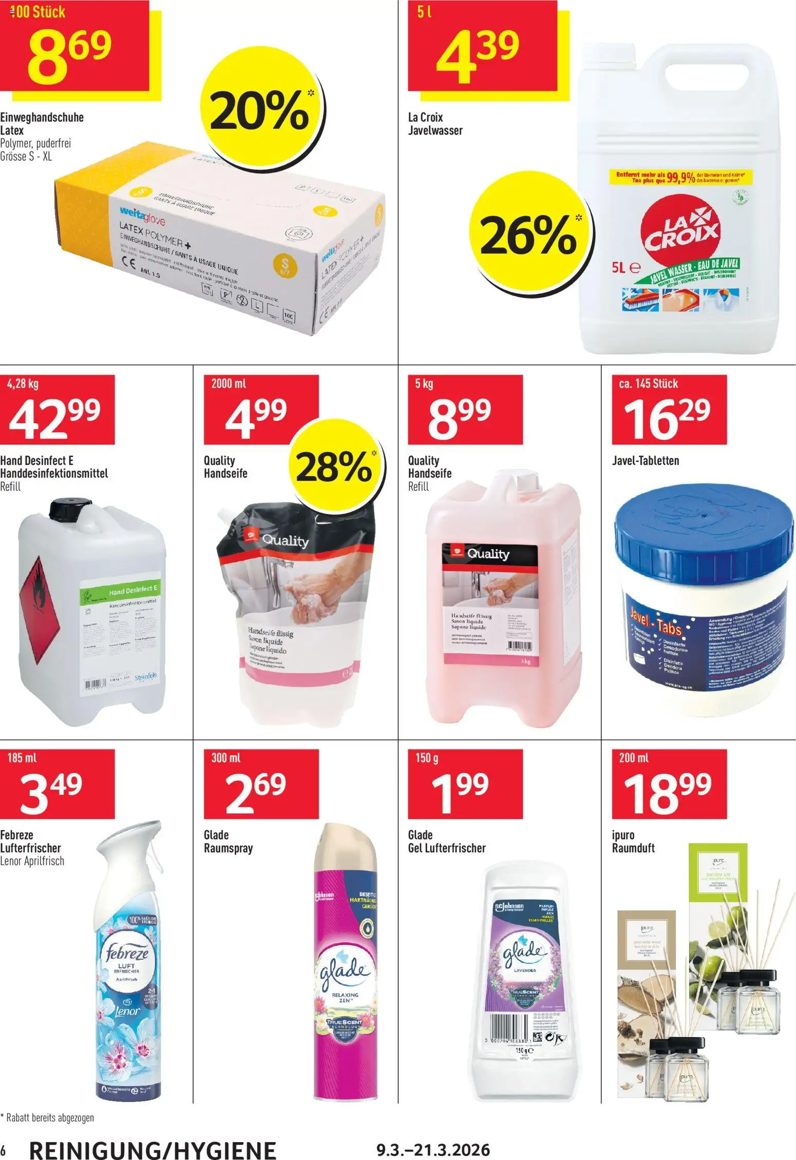 Prodega aktionen Reinigung – gültig ab 09.03.2026 | Seite: 6 | Produkte: Parfüm, Bluetooth Højttalere, Wasser, Wok