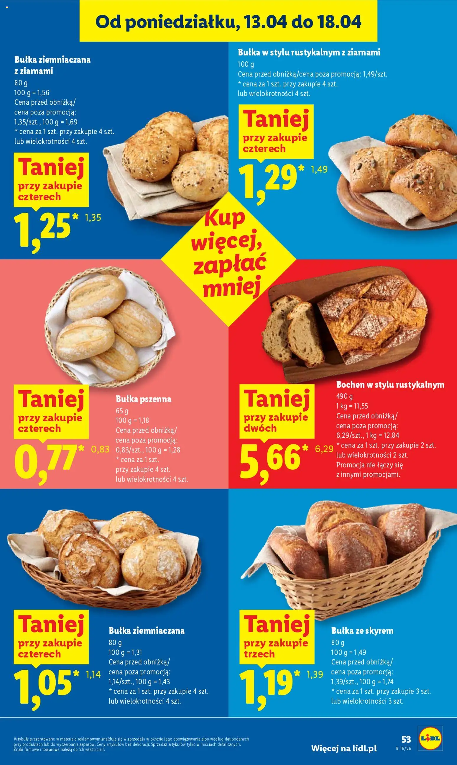 Lidl gazetka od 16.04.2026 | Strona: 53 | Produkty: Bułka, Bułka pszenna