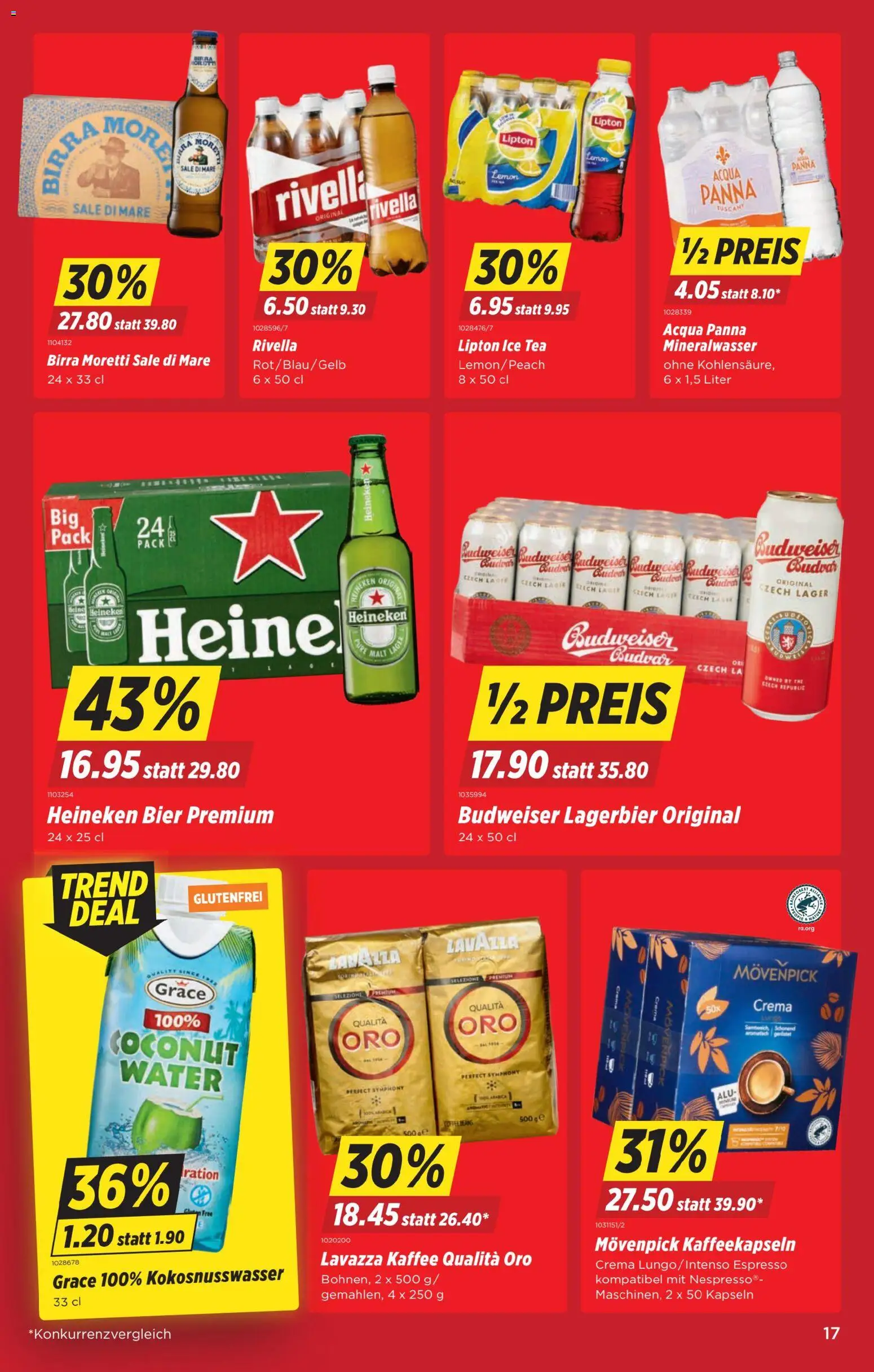 Denner Aktionen – gültig ab 06.01.2026 | Seite: 17 | Produkte: Mineralwasser, Kaffee, Bier