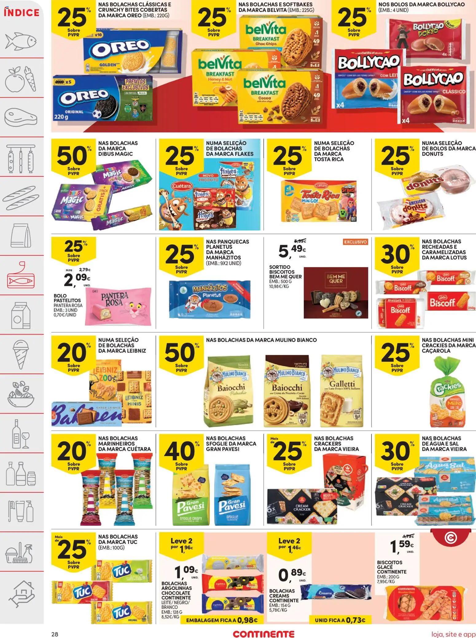 Continente folheto │ válido de 25.11.2025 | Página: 28 | Produtos: Bacon, Bolachas, Panquecas, Biscoitos