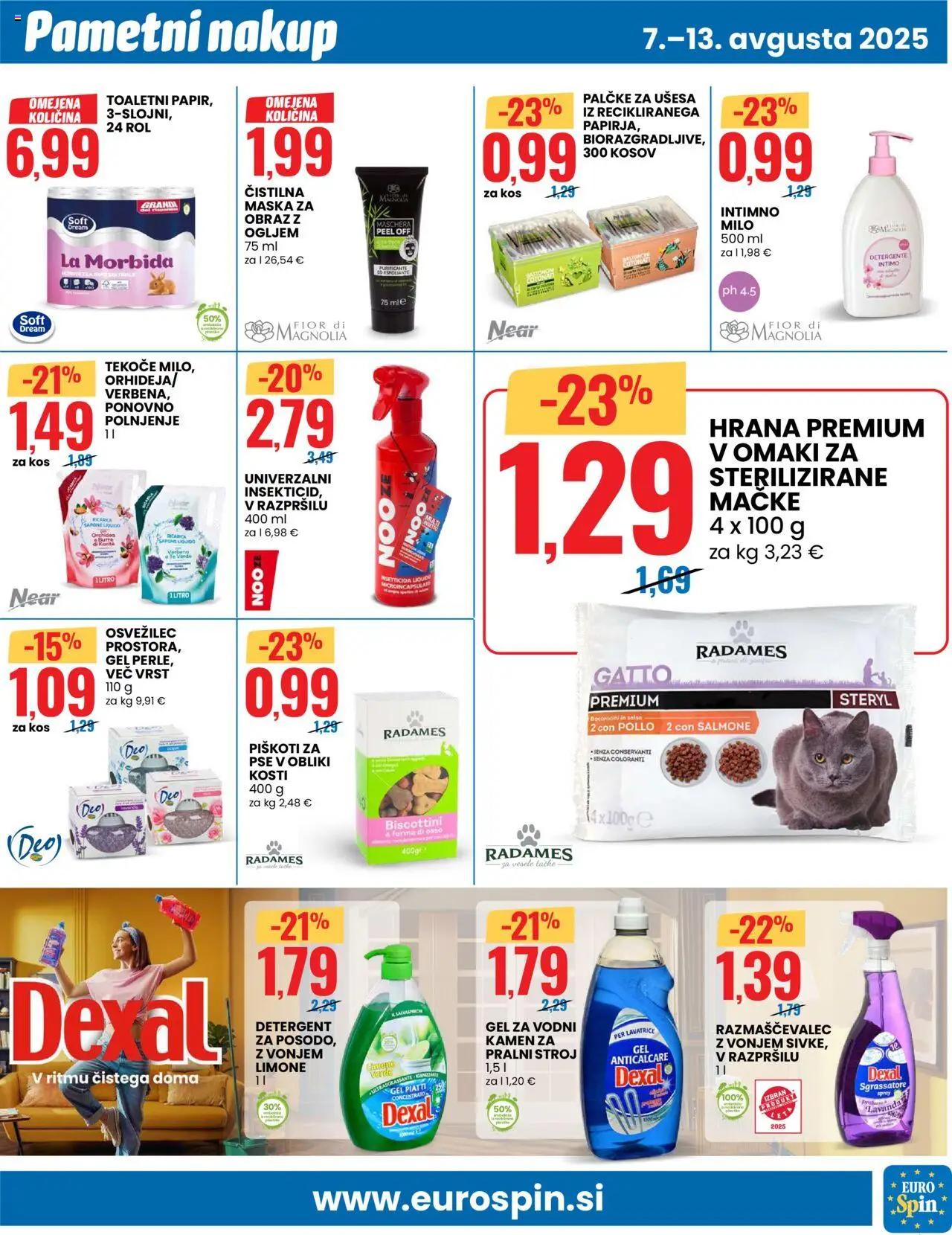 Eurospin katalog │ velja od 07.08.2025 | Stran: 13 | Izdelki: Intimno milo, Milo, Detergent, Piskoti