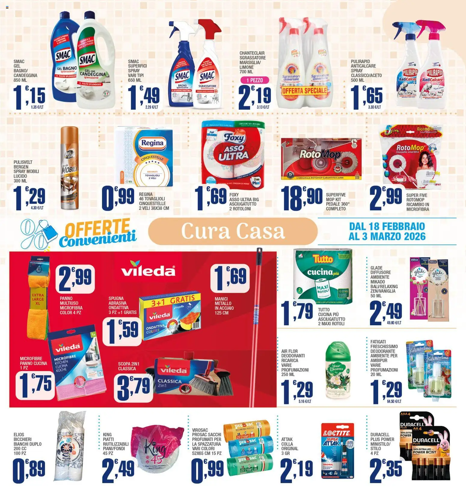 Volantino Splendidi e Splendenti del 18.02.2026 | Pagina: 11 | Prodotti: Sgrassatore, Limone, Scopa, Asciugatutto