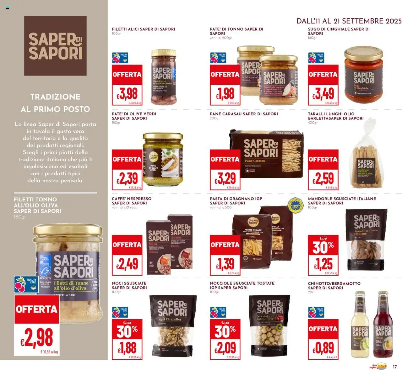 Volantino Pan del 11.09.2025 | Pagina: 17 | Prodotti: Cipolle, Olio, Pasta, Penne