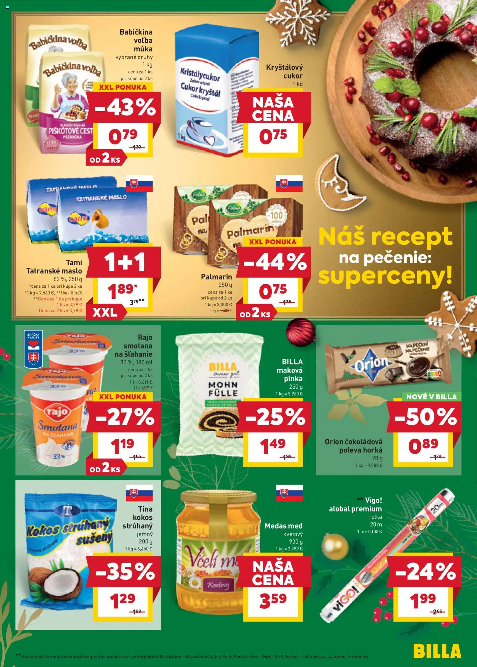 Nové Billa akcie – leták je platný od 12.11.2025 | Strana: 9 | Produkty: Smotana, Palmarin, Múka, Med