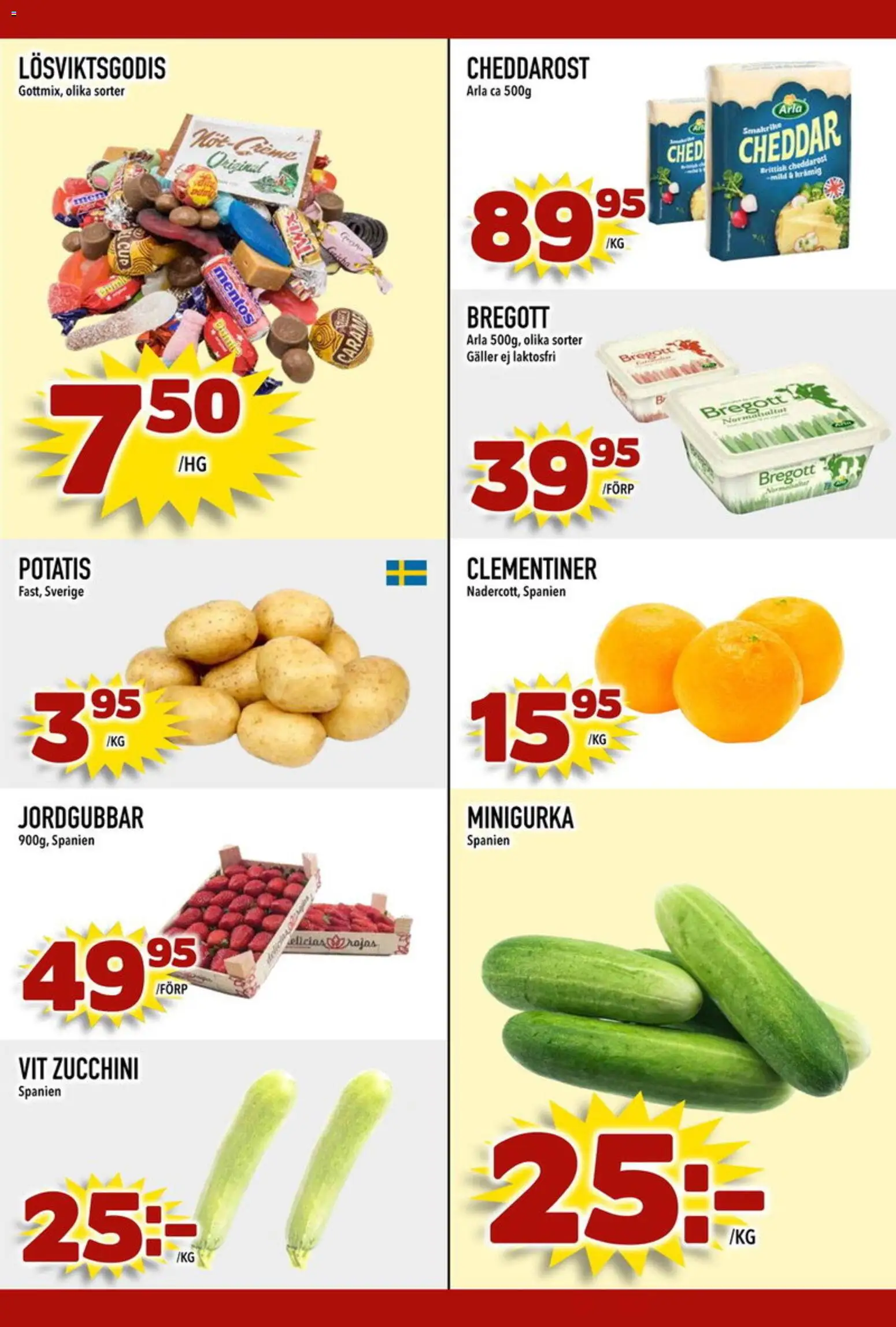 Din Mat reklamblad aktuell från 30.03.2026 | Sida: 8 | Produkter: Cheddar, Bregott, Jordgubbar, Zucchini
