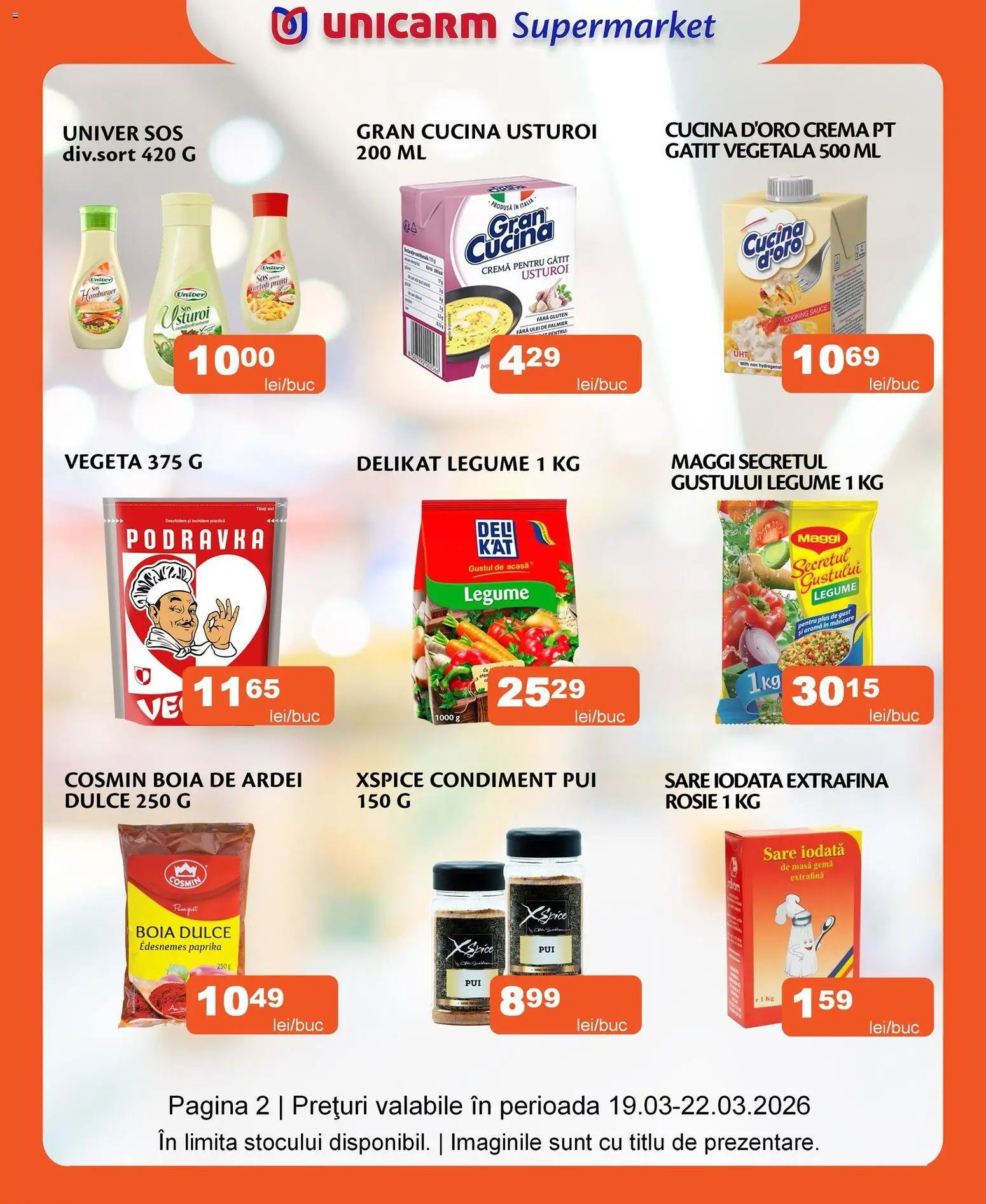 Noul catalog Unicarm – valabil de la 19.03.2026 | Pagină: 2 | Produse: Hacıyatmaz Kedi Oyuncağı, Ulei, Legume, Sos