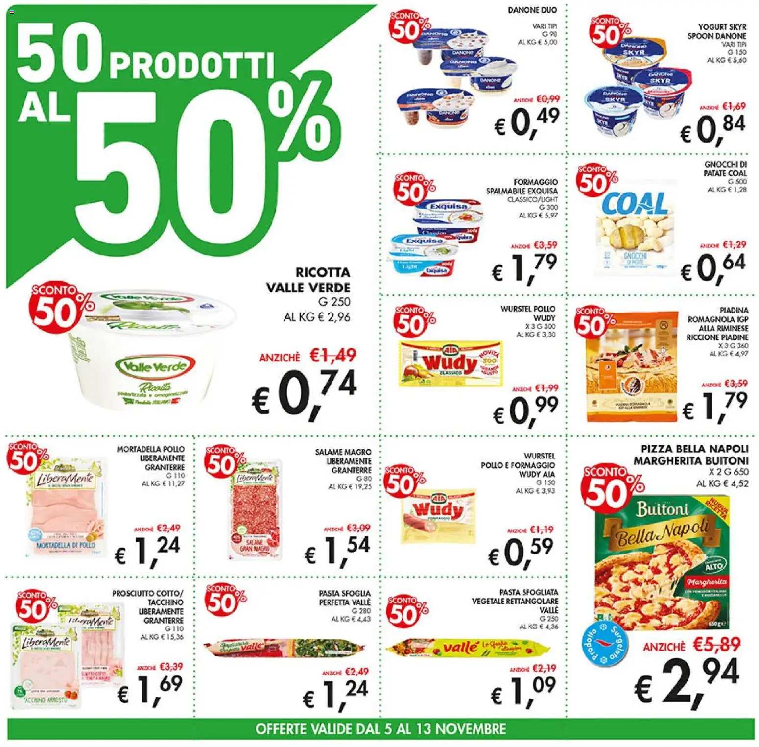 Volantino Coal del 05.11.2025 | Pagina: 2 | Prodotti: Pasta sfoglia, Patate, Pasta, Wurstel