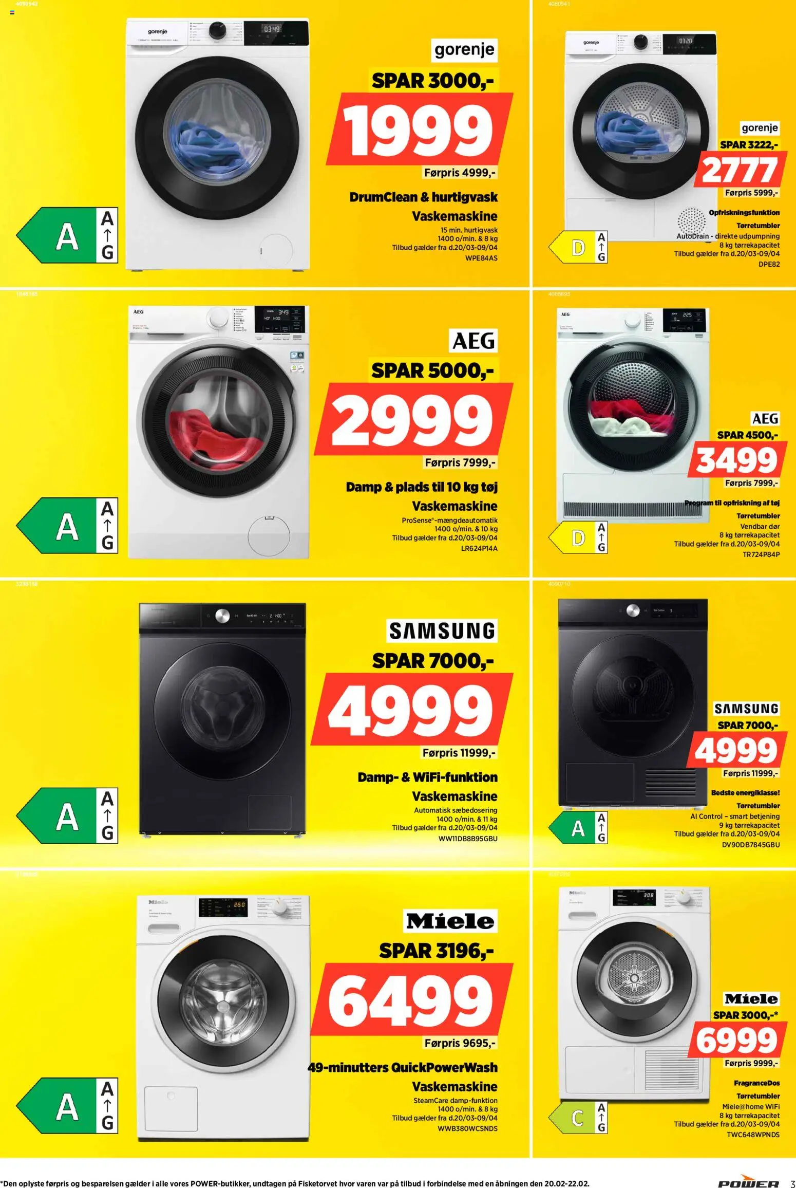 Power tilbudsavis – gyldig fra 01.04.2026 | Side: 3 | Produkter: Fisk, Vaskemaskine, Tørretumbler, Tøj
