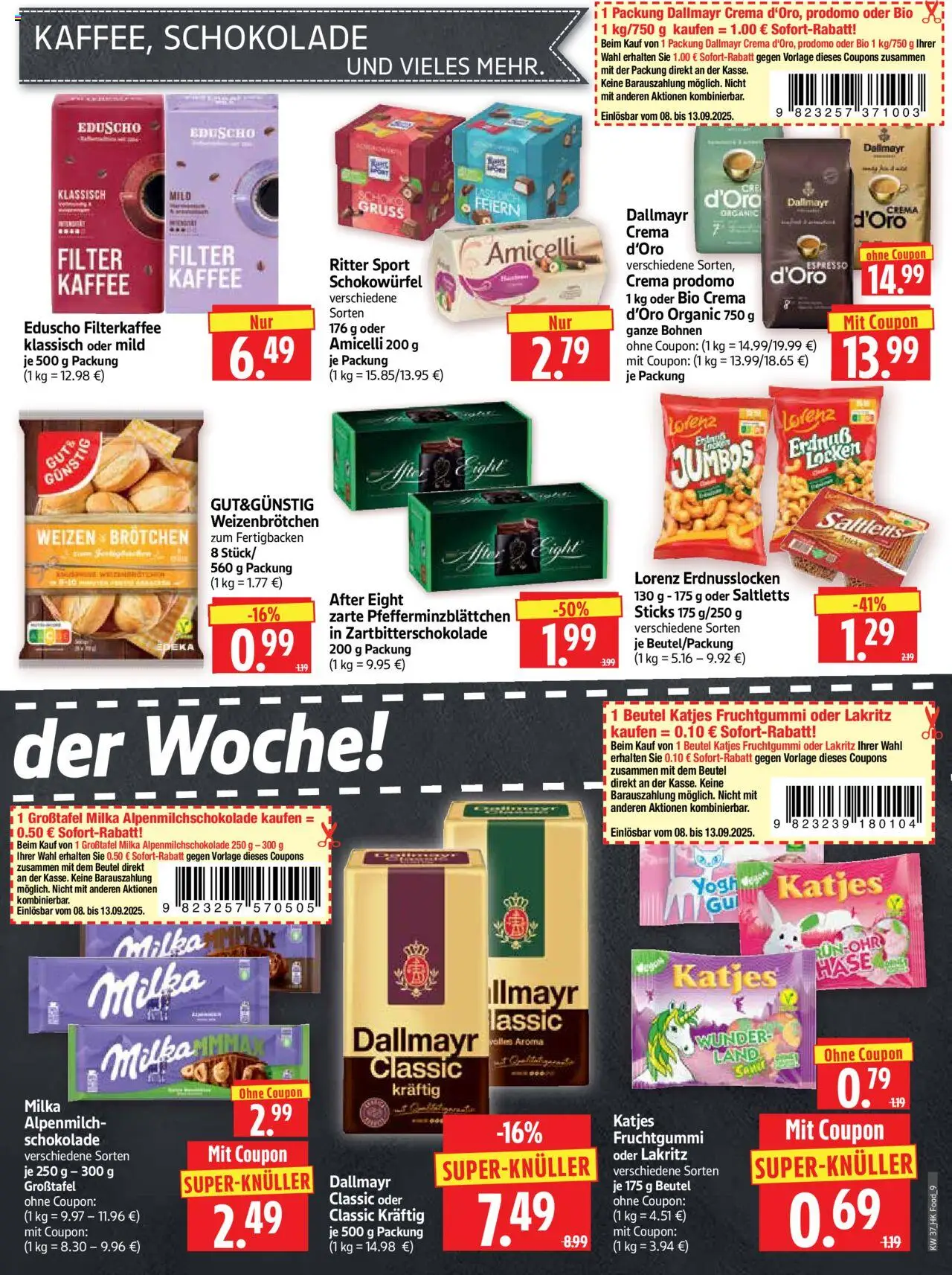 HERKULES Prospekt 	 – gültig ab 08.09.2025 | Seite: 9 | Produkte: Kaffee, Schokolade, Katjes, Milka