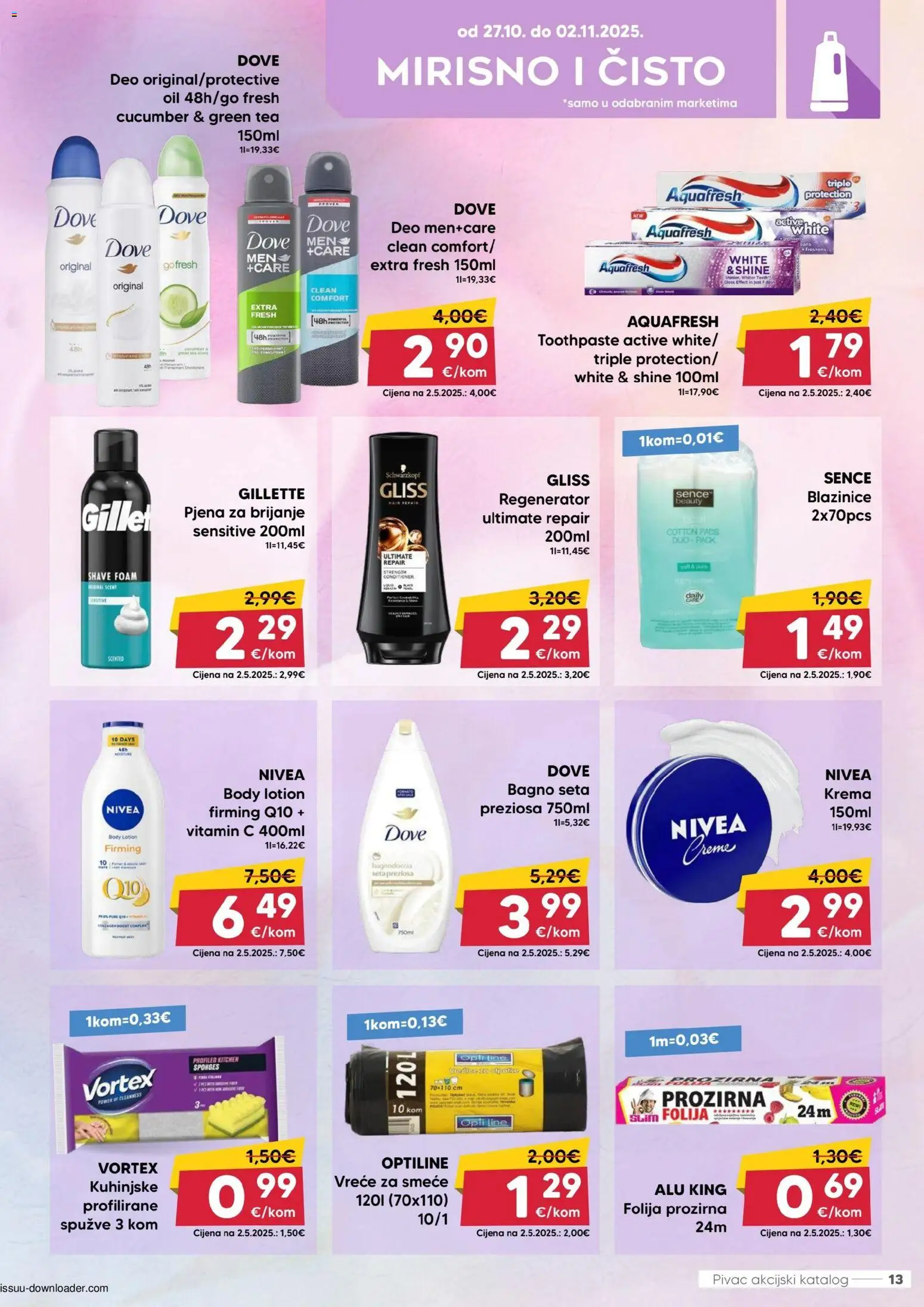Pivac katalog | vrijedi od 27.10.2025 | Stranica: 13 | Proizvodi: Regenerator, Krema, Nivea, Dove