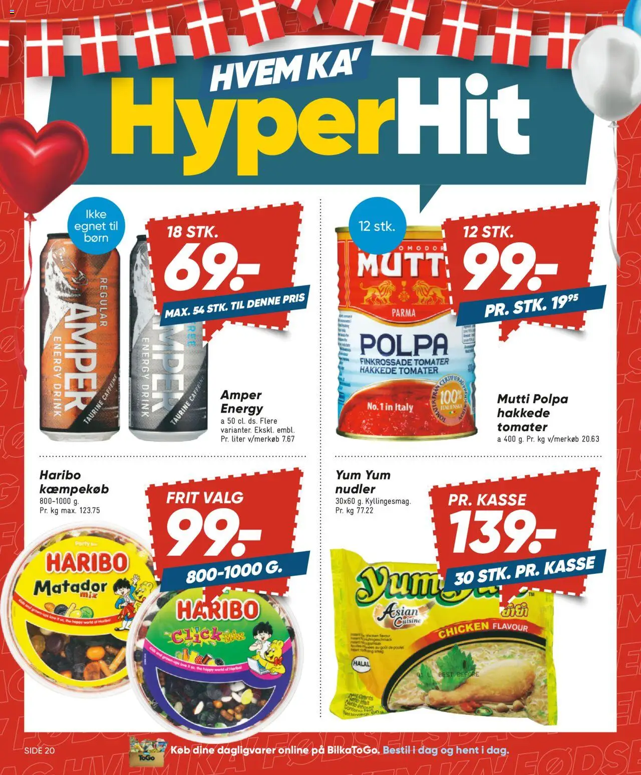 Bilka Tilbudsavis gyldig fra 01.08.2025 | Side: 20 | Produkter: Tomater, Nudler, Hakkede tomater