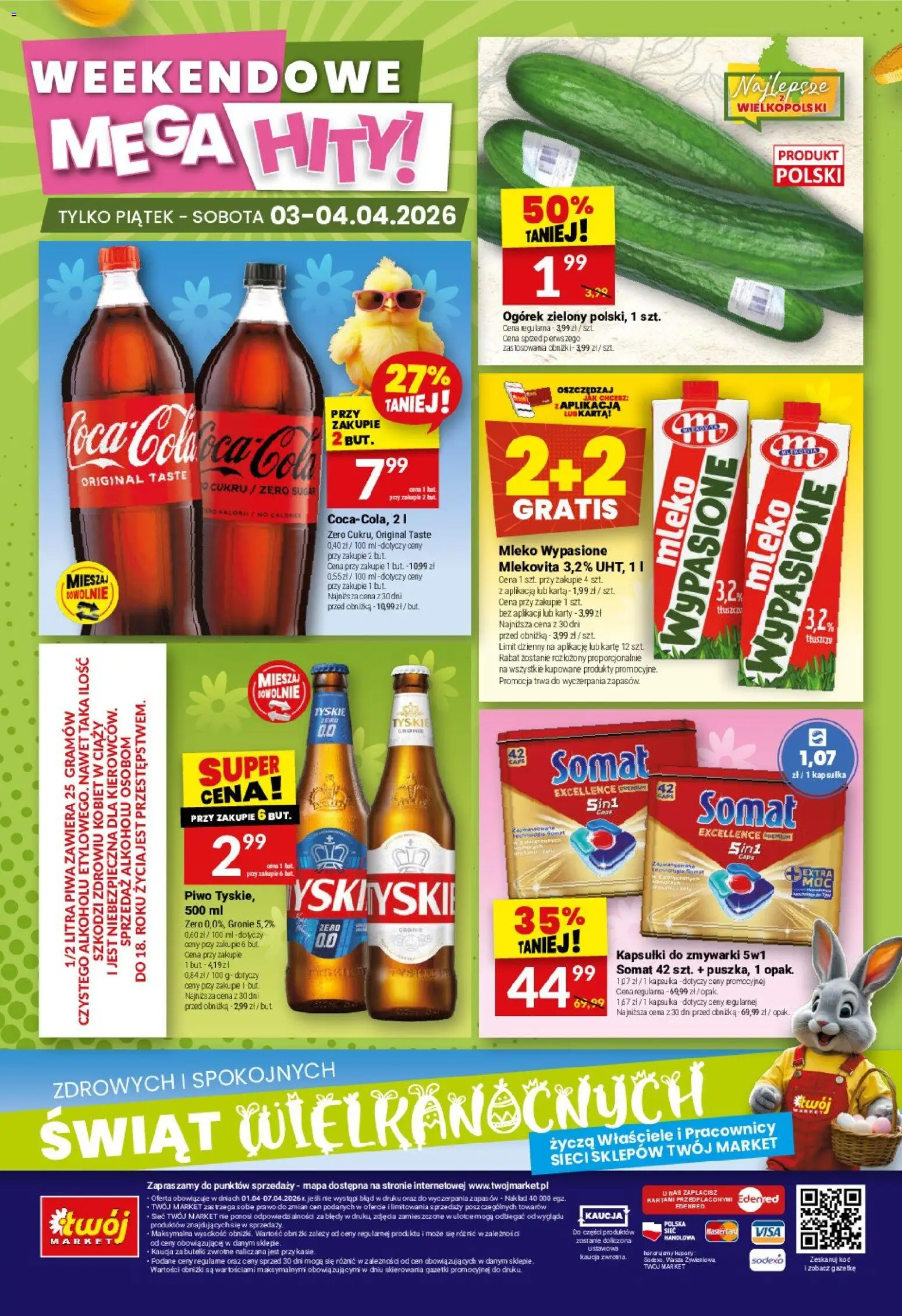 Twój Market gazetka od 01.04.2026 | Strona: 40 | Produkty: Karta, Mleko wypasione, Mleko, Kapsułki do zmywarki