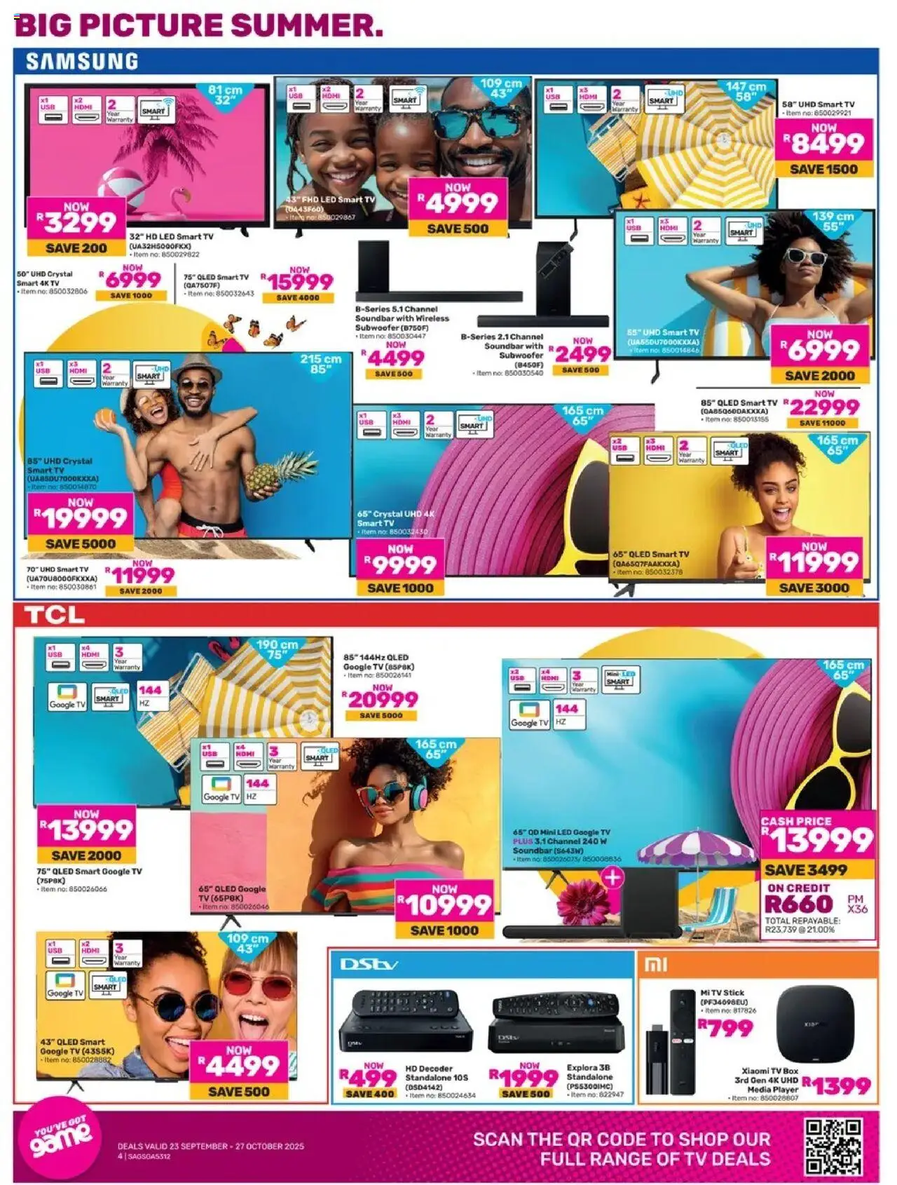 New Game catalogue – valid from 23.09.2025 | Page: 4 | Products: Player, Decoder, TV, Soundbar