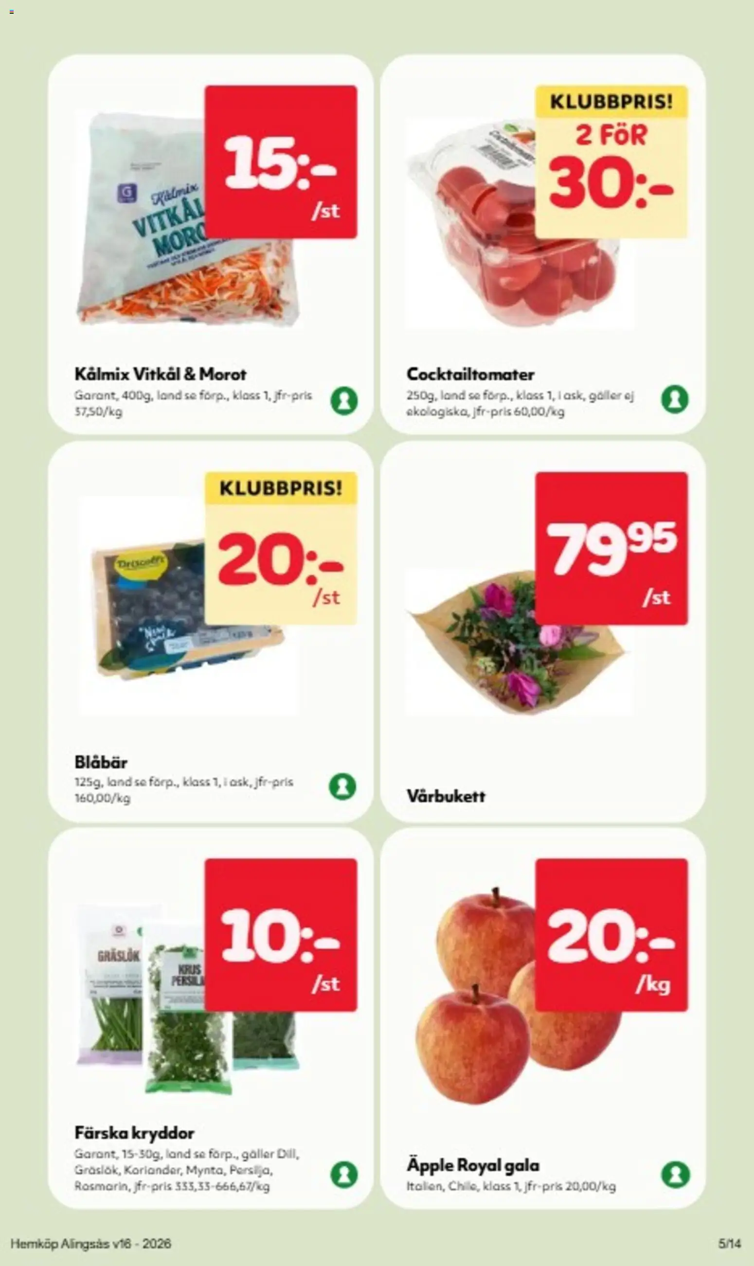 Hemköp reklamblad aktuell från 13.04.2026 | Sida: 2 | Produkter: Galler, Gräslök, Äpple, Blåbär
