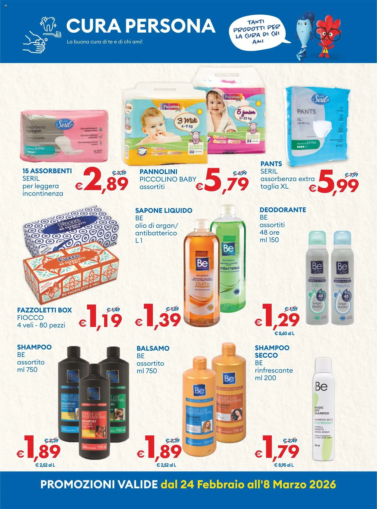 Volantino MD Discount del 24.02.2026 | Pagina: 9 | Prodotti: Shampoo, Sapone, Talco, Olio